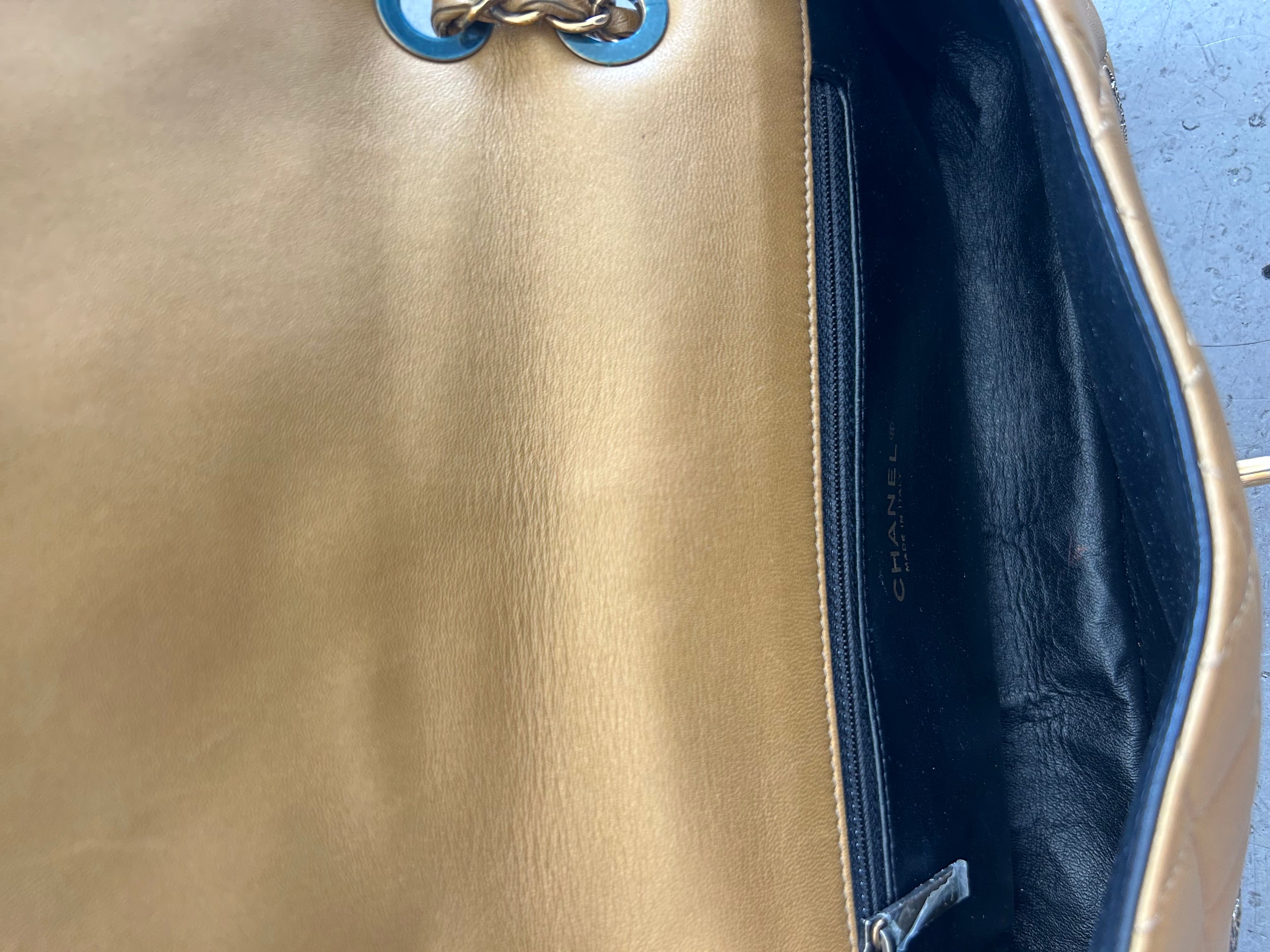 2015 PARIS-DUBAI COIN MEDALLION GOLD FLAP BAG (AS IS)