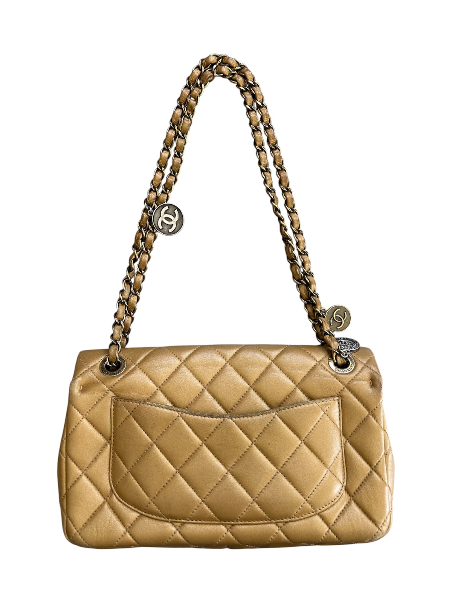 2015 PARIS-DUBAI COIN MEDALLION GOLD FLAP BAG (AS IS)
