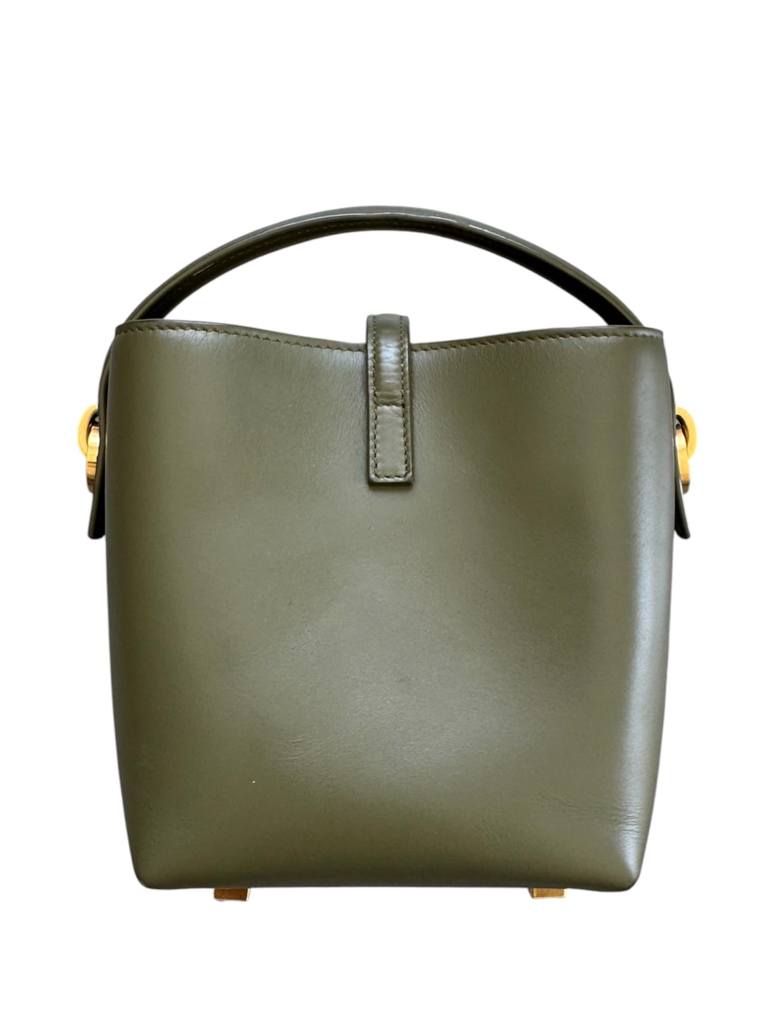 LE 37 MINI GREEN LEATHER BUCKET BAG W CROSSBODY