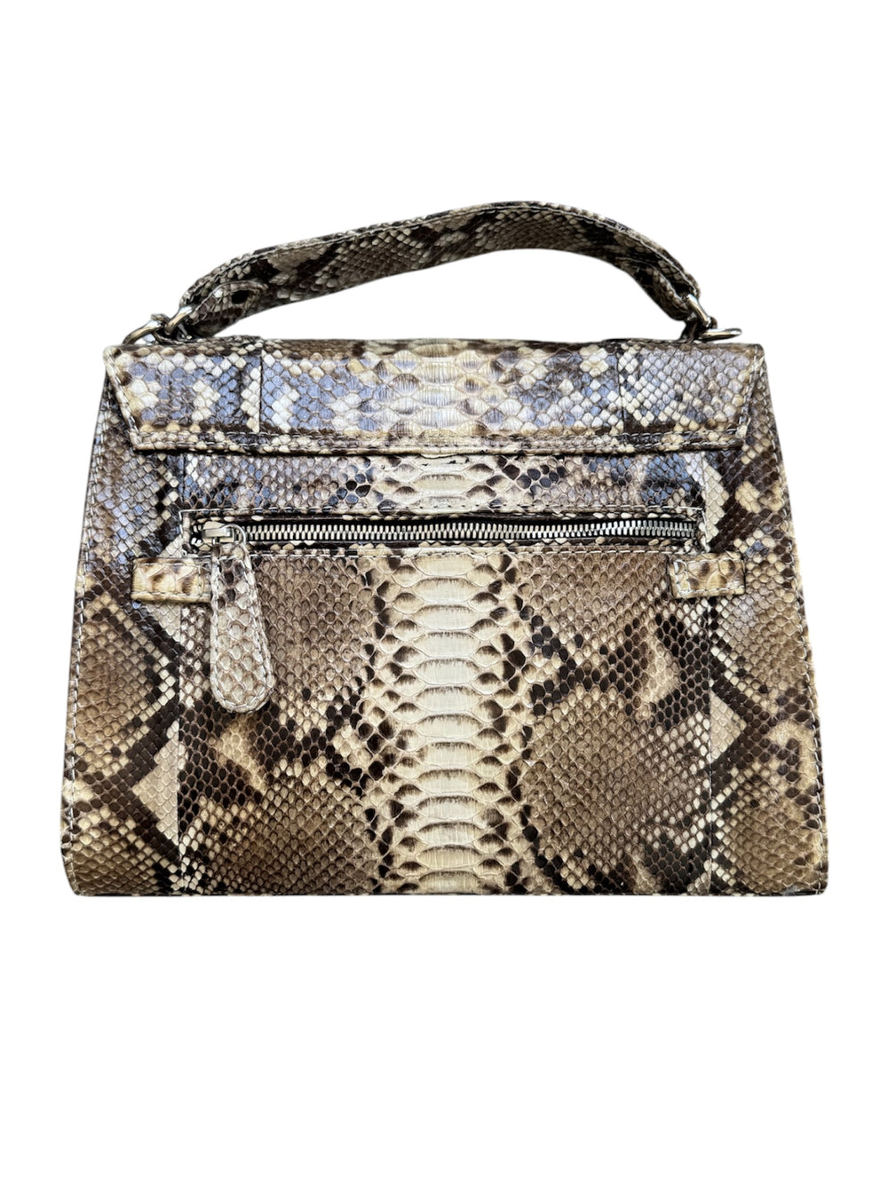 BROWN/BEIGE PYTHON TOP HANDLE BAG(KELLY STYLE)@MMC
