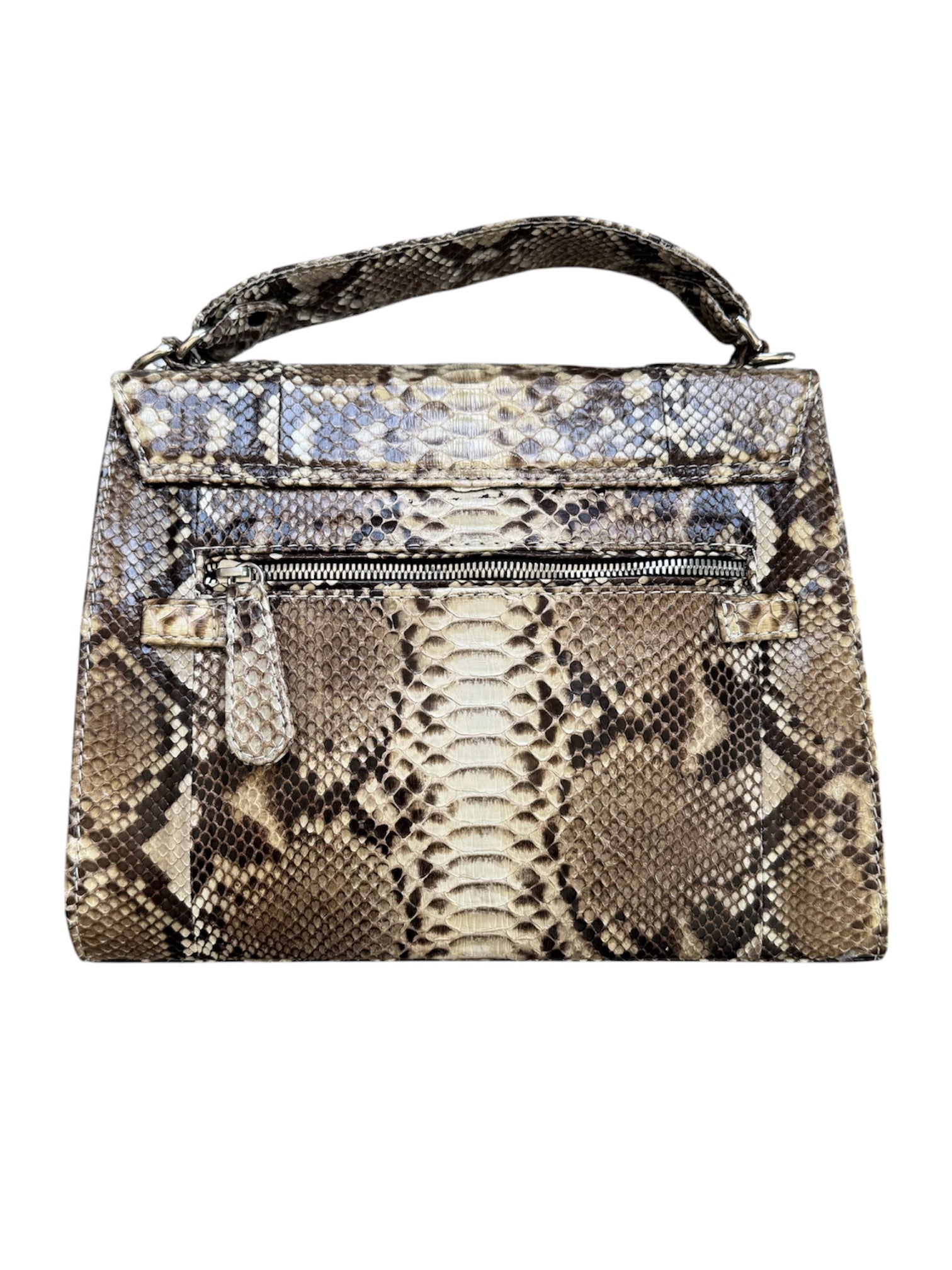 BROWN/BEIGE PYTHON TOP HANDLE BAG(KELLY STYLE)@MMC