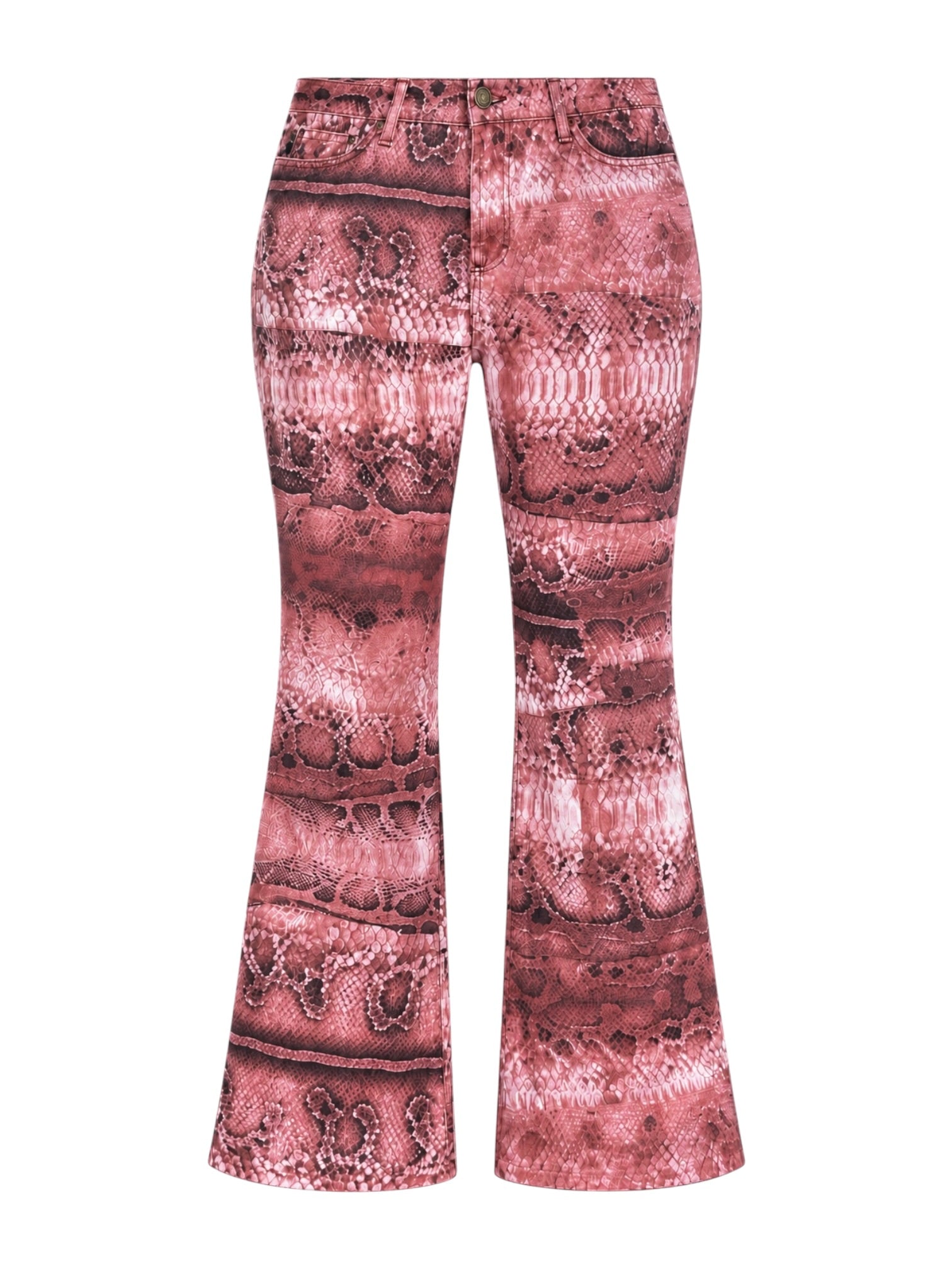 SALMON SNAKESKIN PRINTED STRAIGHT LEG JEANS