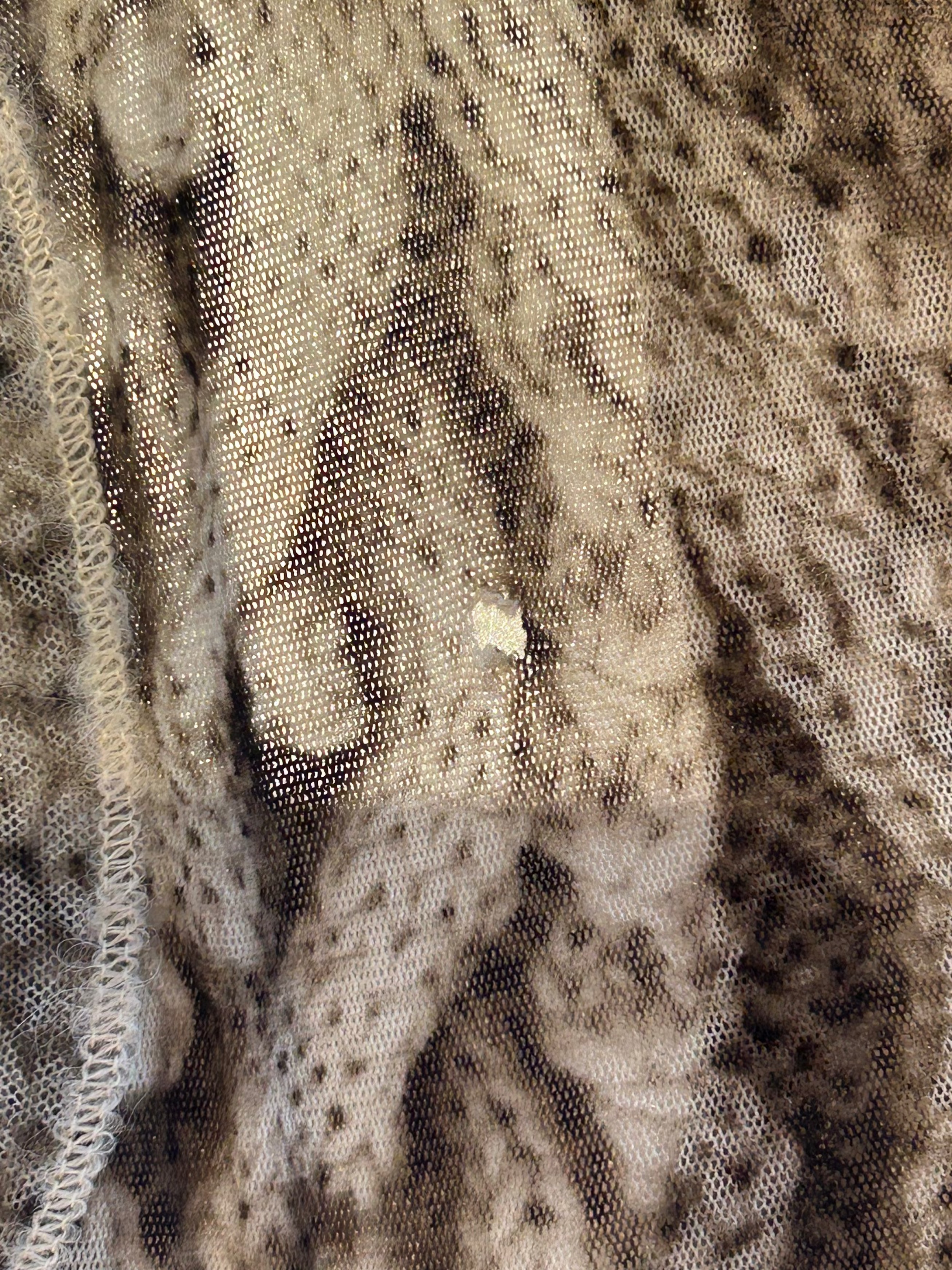 CABLE KNIT PRINT SLEEVELESS TURTLENECK MESH TOP (AS IS)