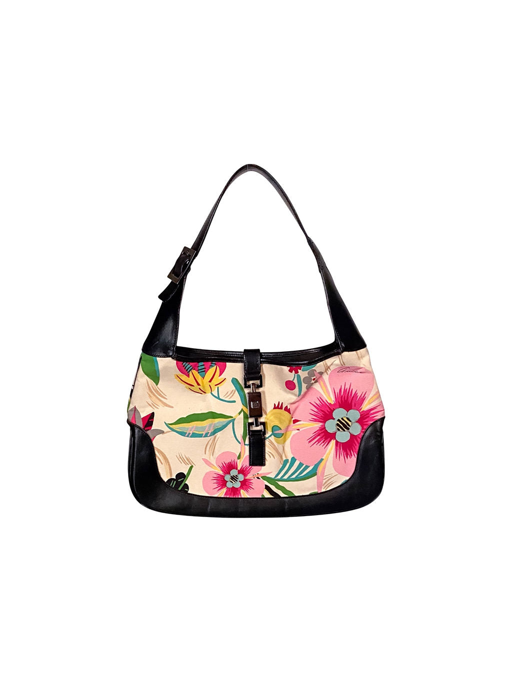 FLORAL BOTANICAL CANVAS JACKIE O SHOULDER BAG