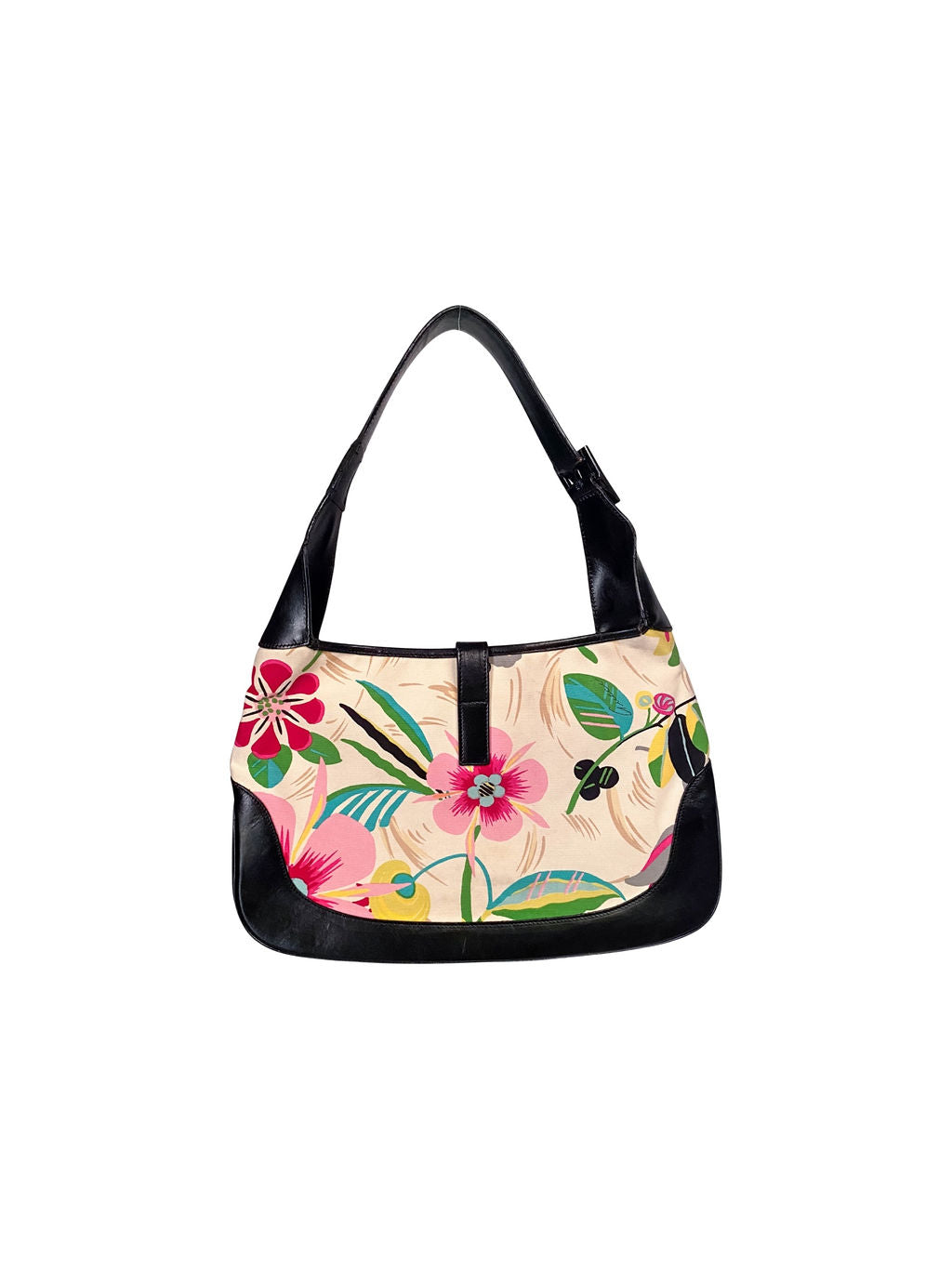 FLORAL BOTANICAL CANVAS JACKIE O SHOULDER BAG