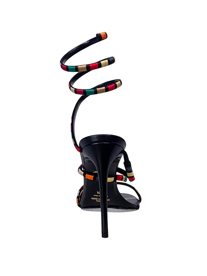 SATIN CARNAVAL WRAP AROUND HEELS