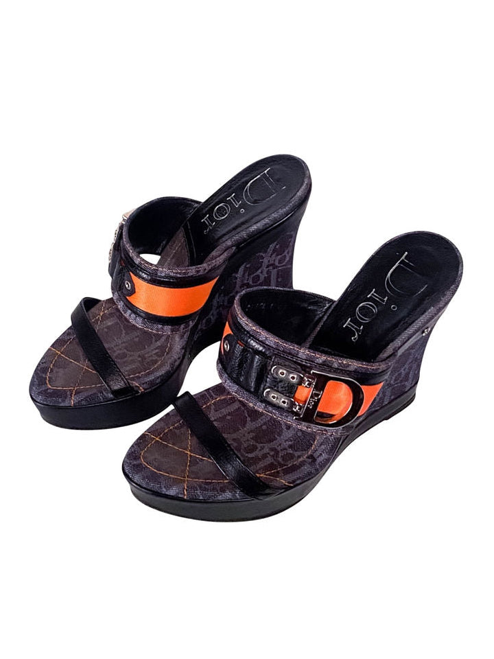 SS06 NAVY MONOGRAM GALLIANO FLIGHT WEDGES