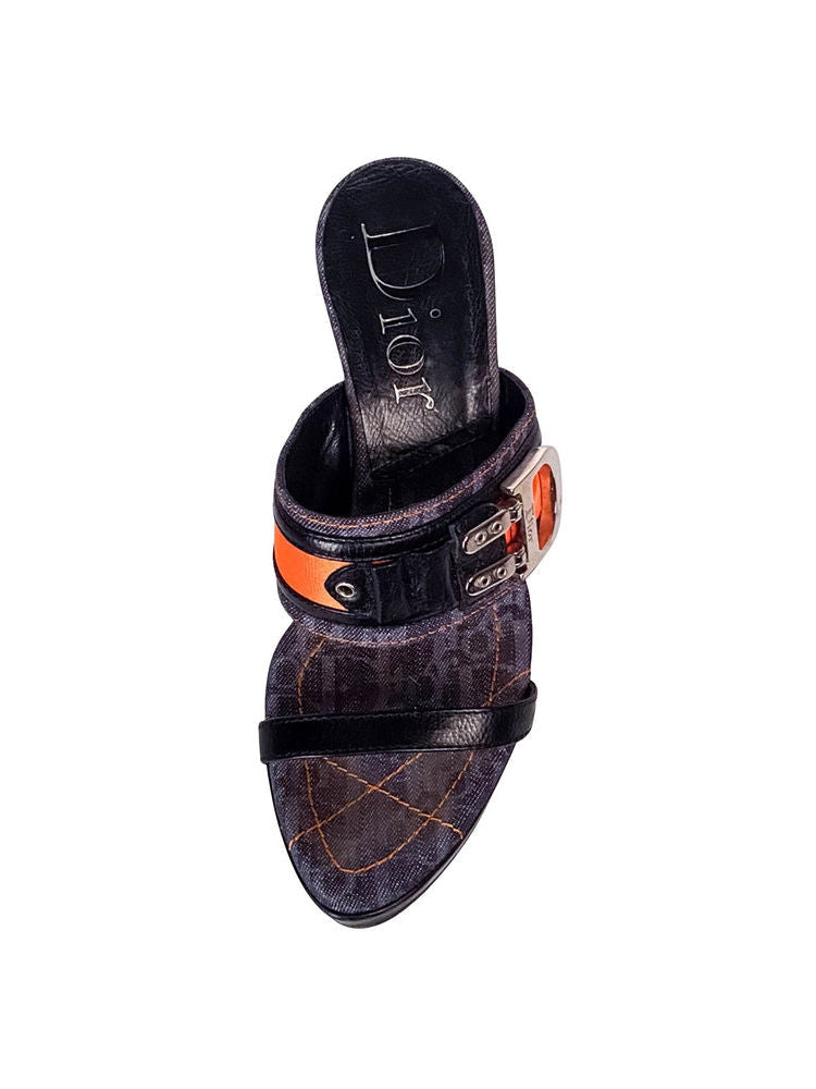 SS06 NAVY MONOGRAM GALLIANO FLIGHT WEDGES
