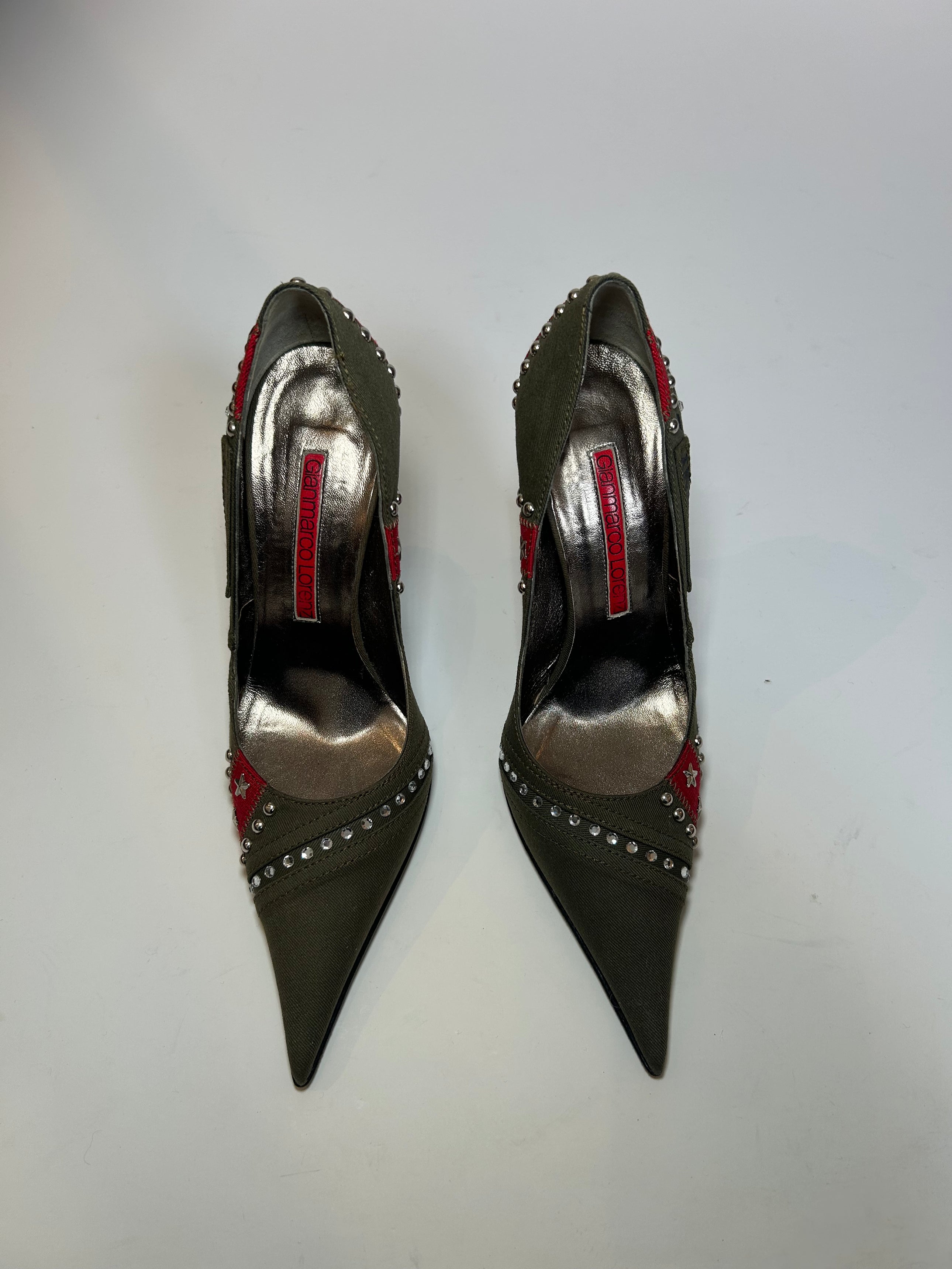 OLIVE "US ARMY" STUDDED HEELS