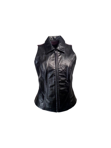 BLACK LEATHER VEST TOP