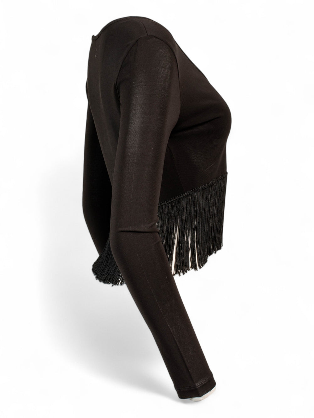 BLACK FRINGE BUTTON DOWN CARDIGAN