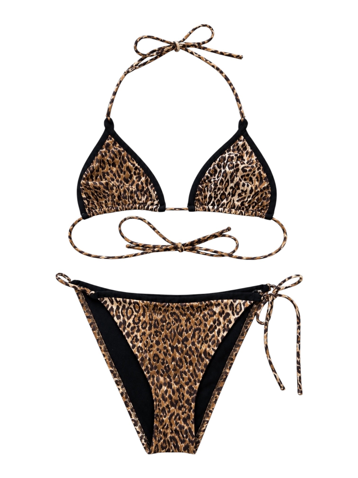 LEOPARD PRINT 2PC BIKINI W BLACK TRIM