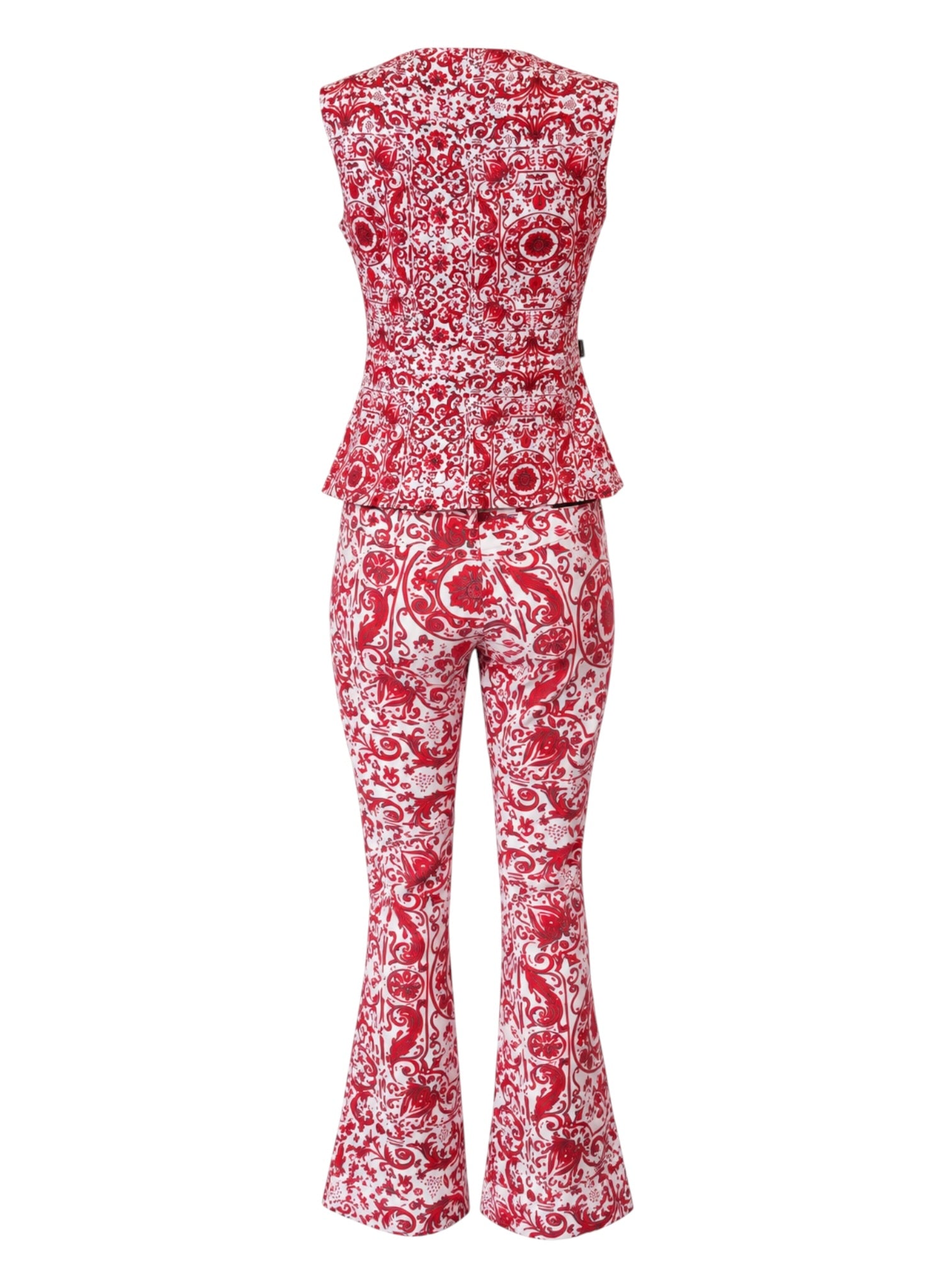 RED BAROQUE PRINTED 2PC TANK & PANTS SET