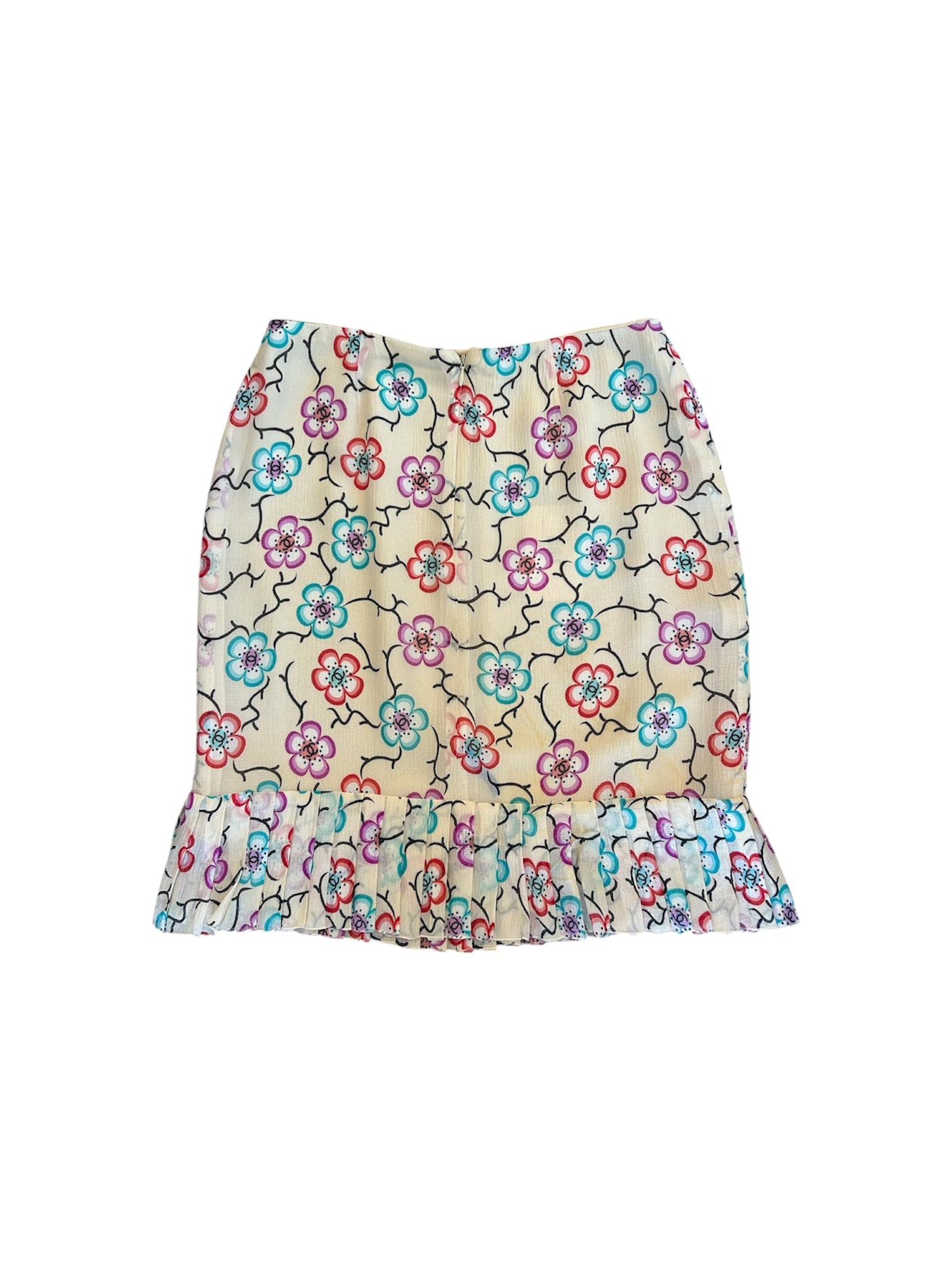 SS01 CC FLORAL LOGO SILK MIDI SKIRT @SM