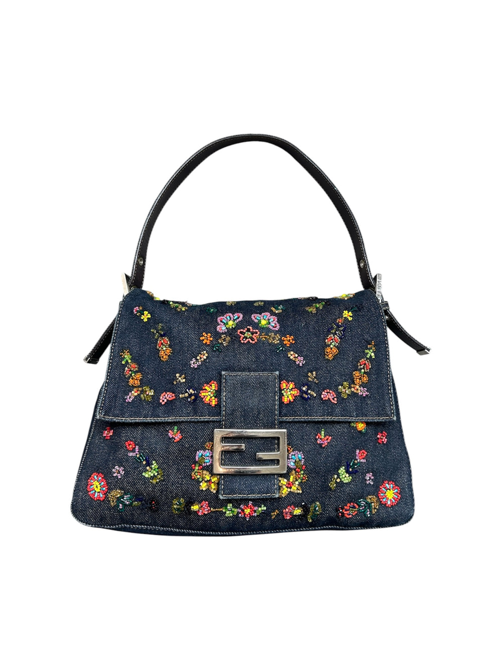 DENIM BEADED MAMA BAGUETTE @FRANMO