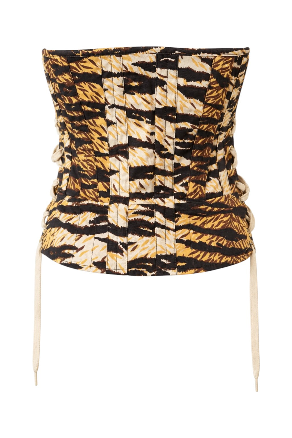 2000S TIGER PRINT LACE UP BUSTIER TOP
