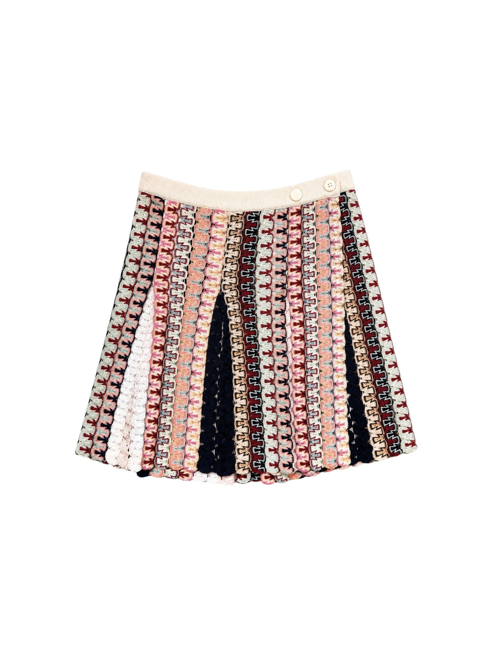 PASTEL MULTICOLOR CHEVRON KNIT BUTTON SKIRT @IRIK