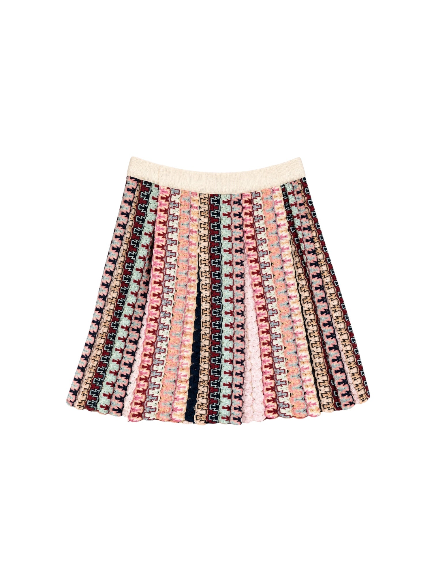 PASTEL MULTICOLOR CHEVRON KNIT BUTTON SKIRT @IRIK