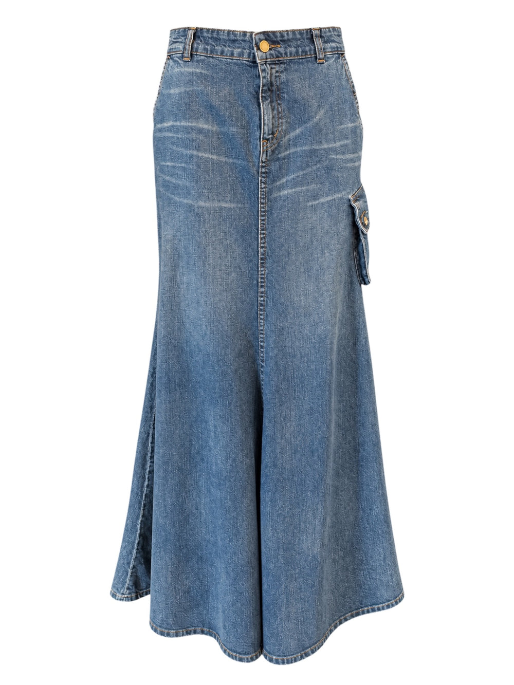 ARCHIVE DENIM LACE UP CARGO MAXI SKIRT