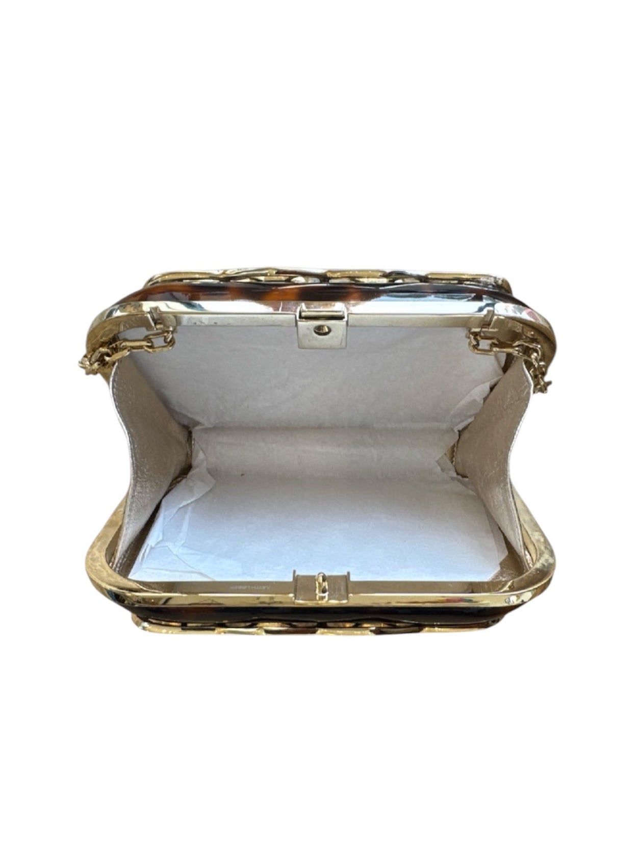 TORTOISE & GOLD STONED CLUTCH BAG @CLAUM