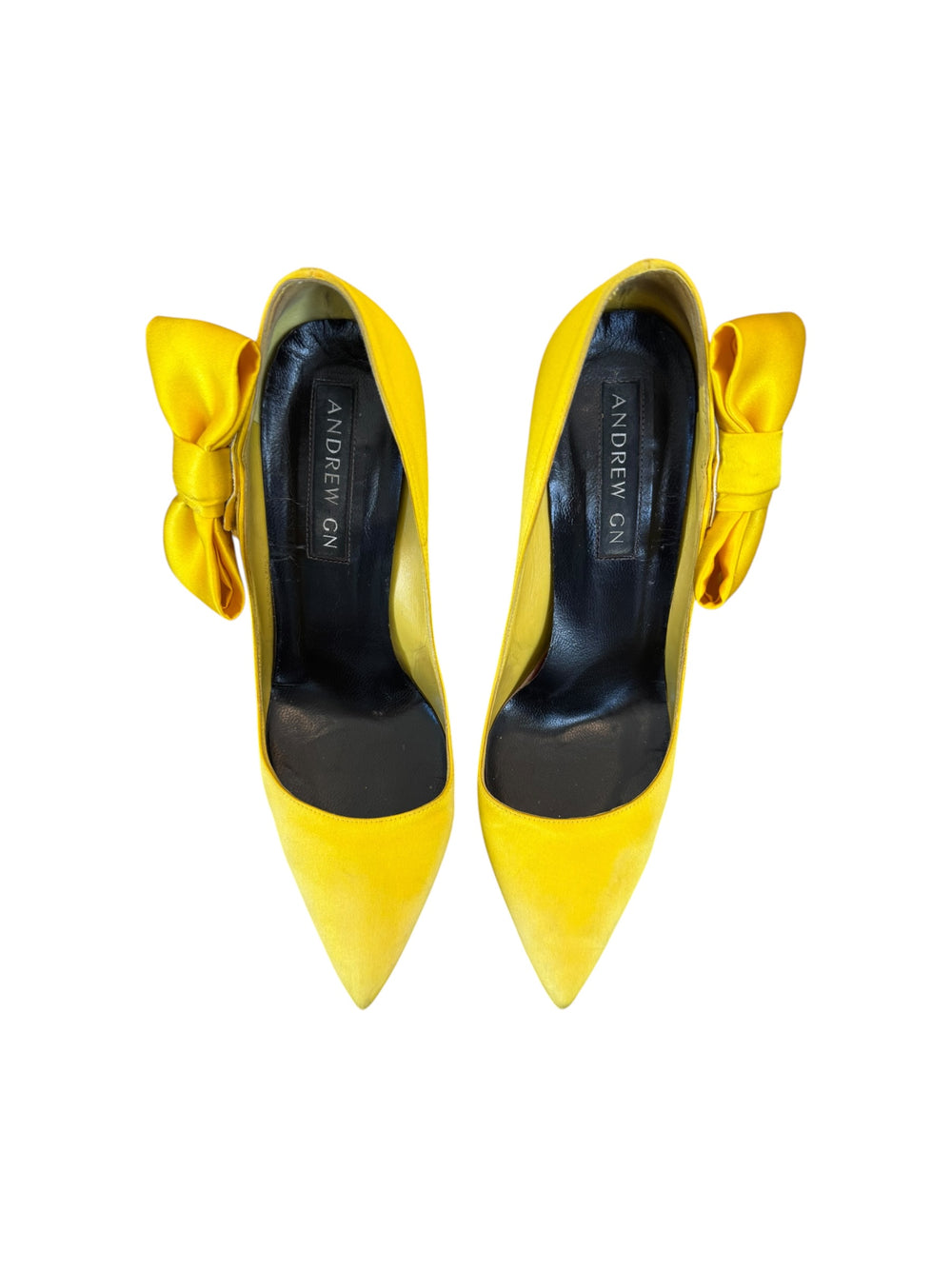 YELLOW SATIN BOW HEELS @JKOVA