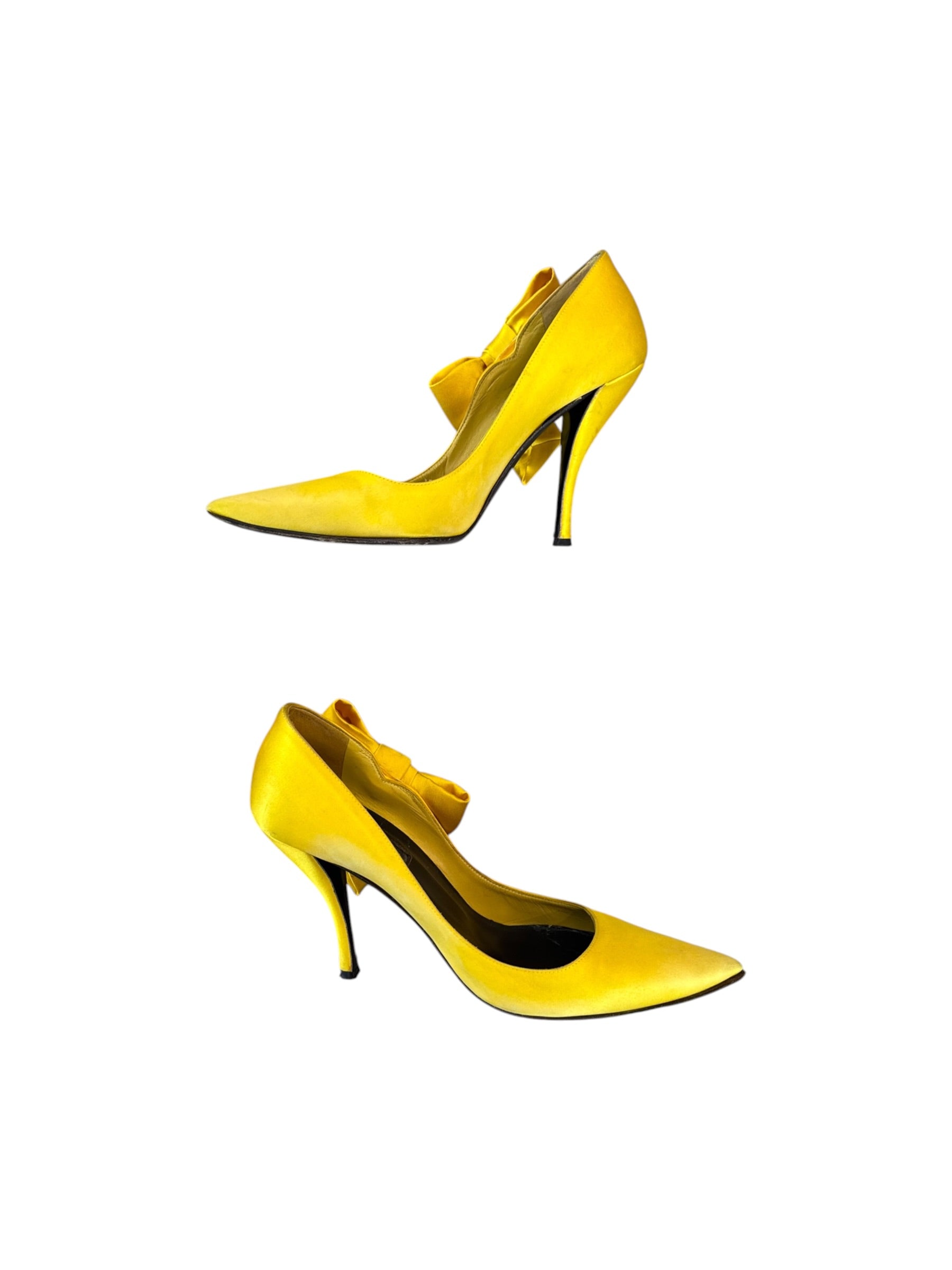 YELLOW SATIN BOW HEELS @JKOVA
