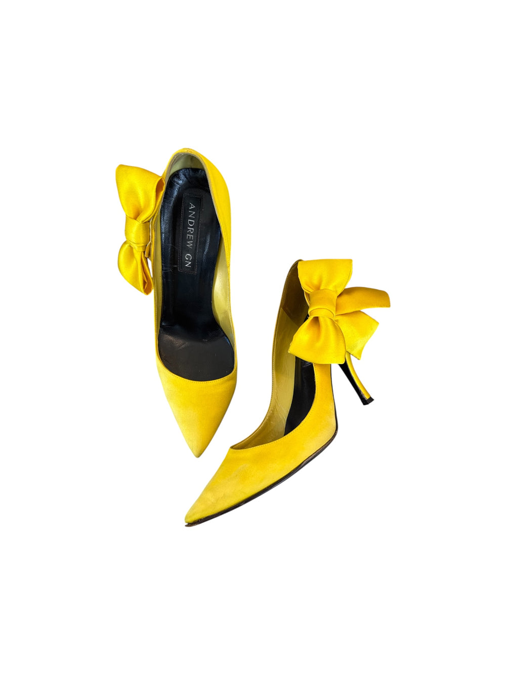 YELLOW SATIN BOW HEELS @JKOVA
