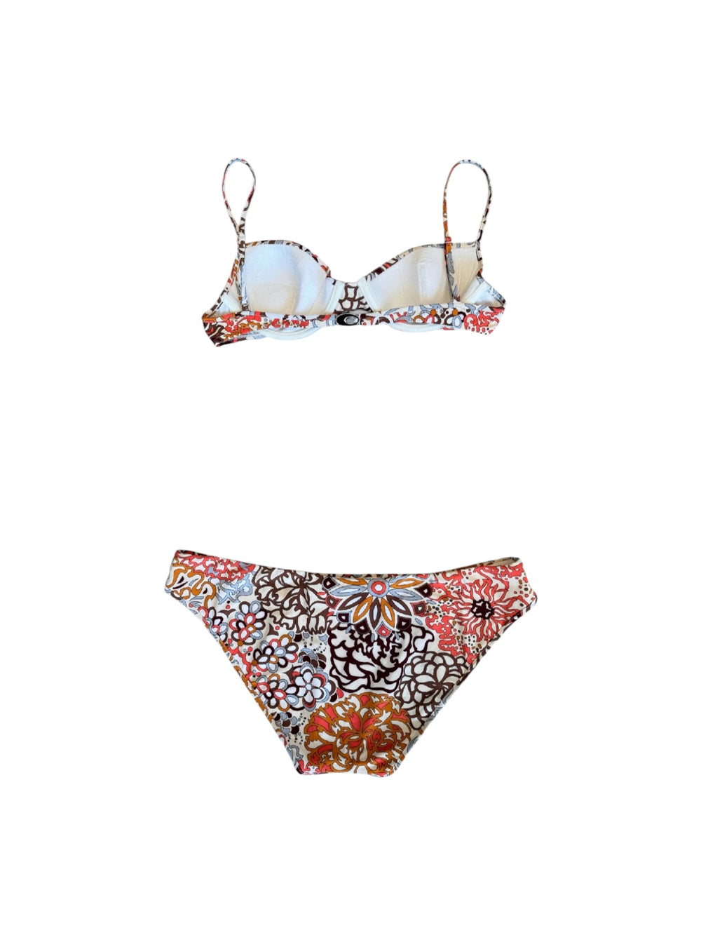 00S BROWN/PEACH GEOMETRIC PRINTED 2PC BIKINI