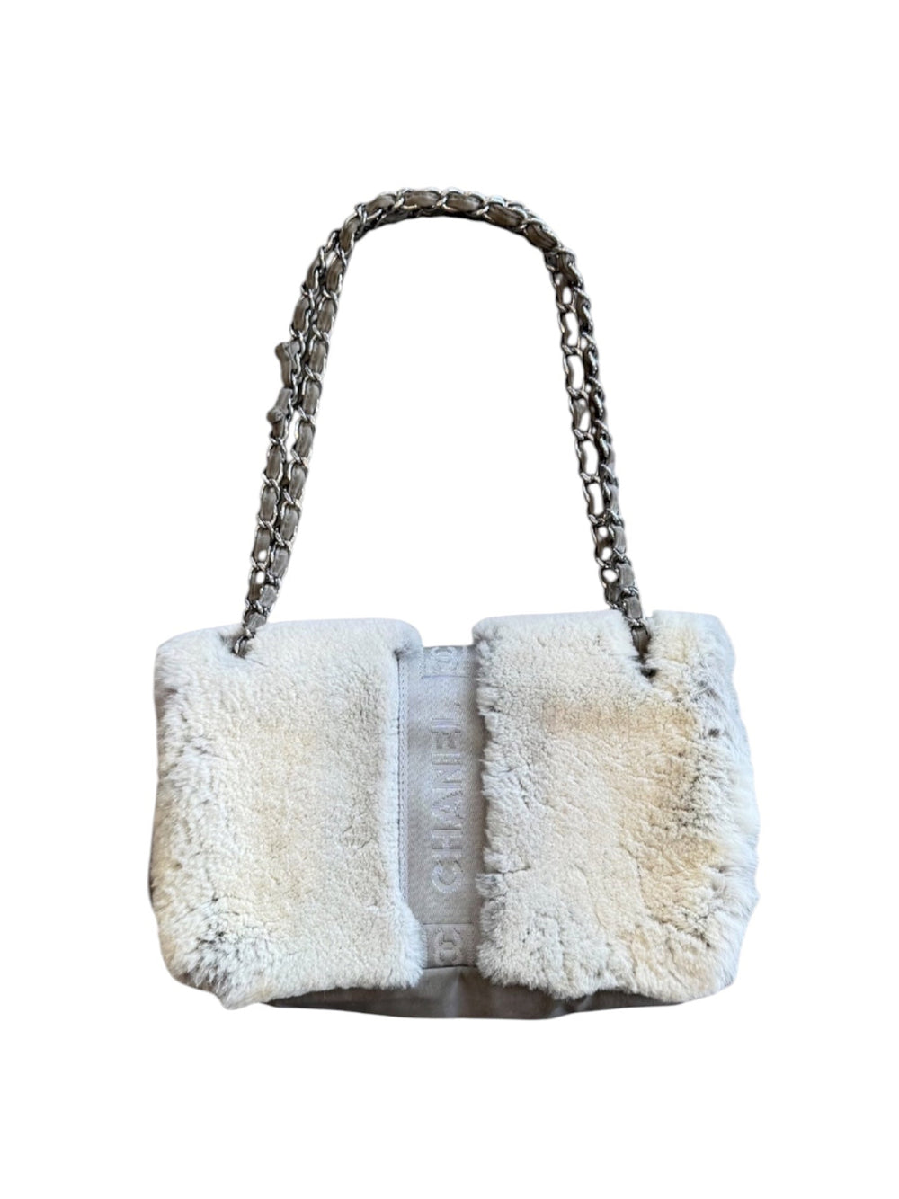 2005 GREY SPORT RABBIT FUR TECH BUCKLE BAG