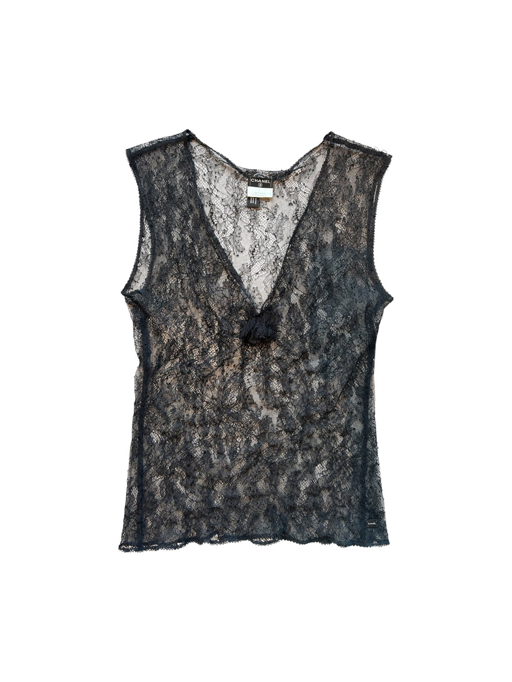 FW04 BLACK CHANTILLY LACE SLEEVELESS TOP *ALTERED*