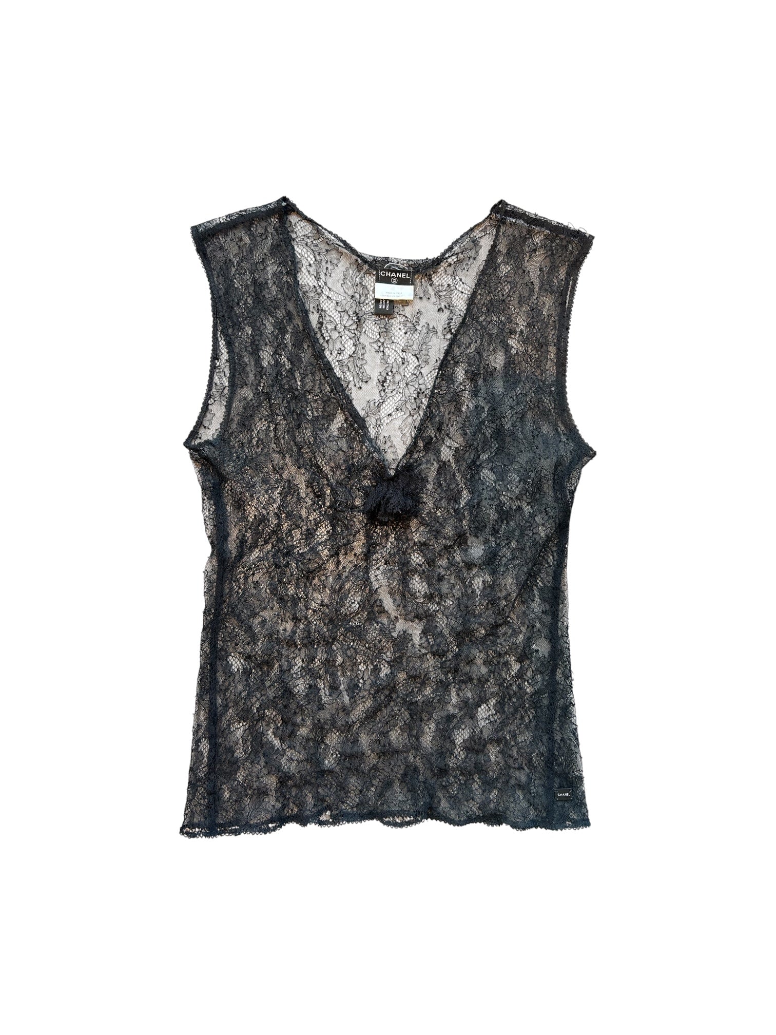 FW04 BLACK CHANTILLY LACE SLEEVELESS TOP *ALTERED*