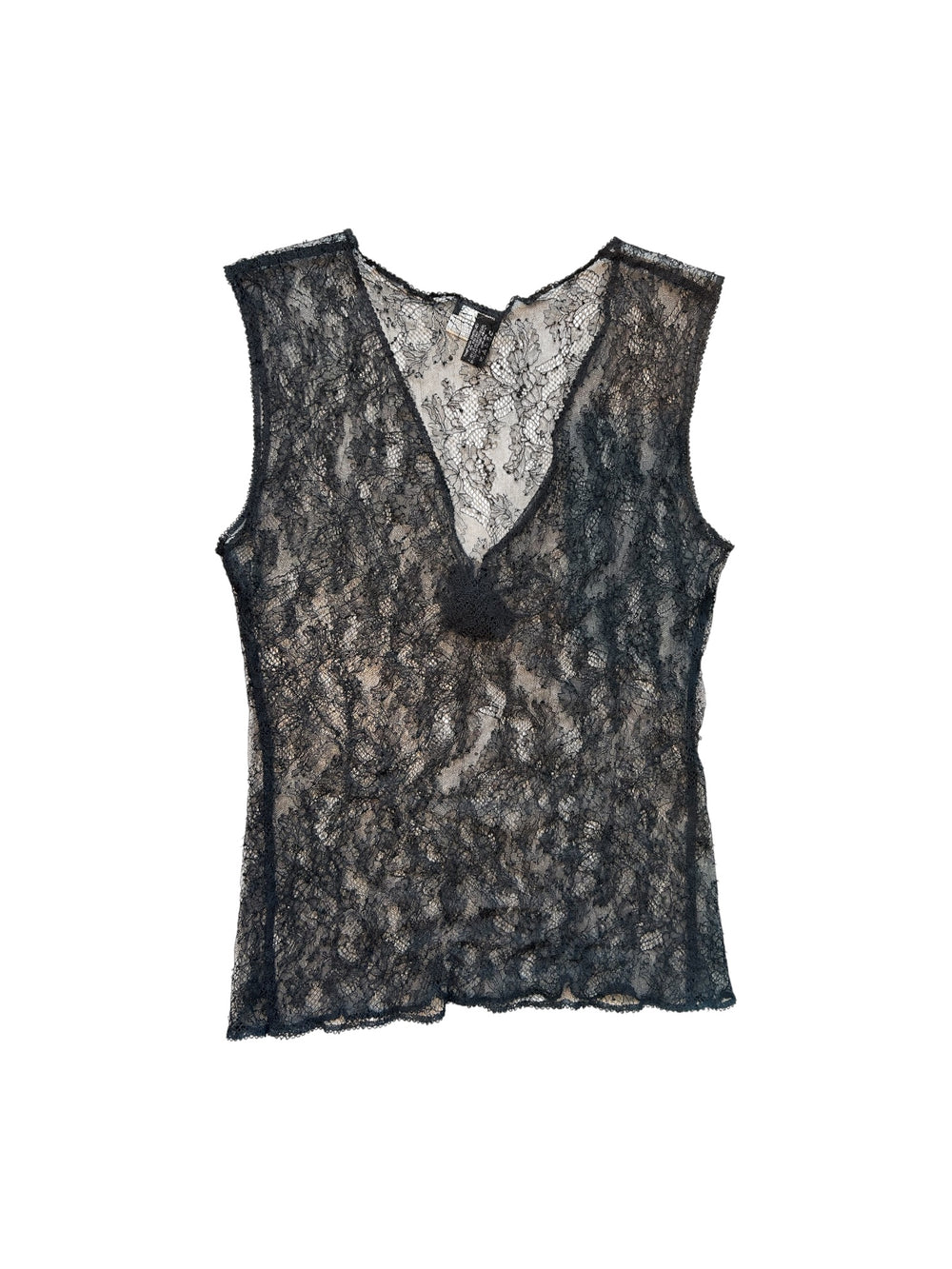 FW04 BLACK CHANTILLY LACE SLEEVELESS TOP *ALTERED*
