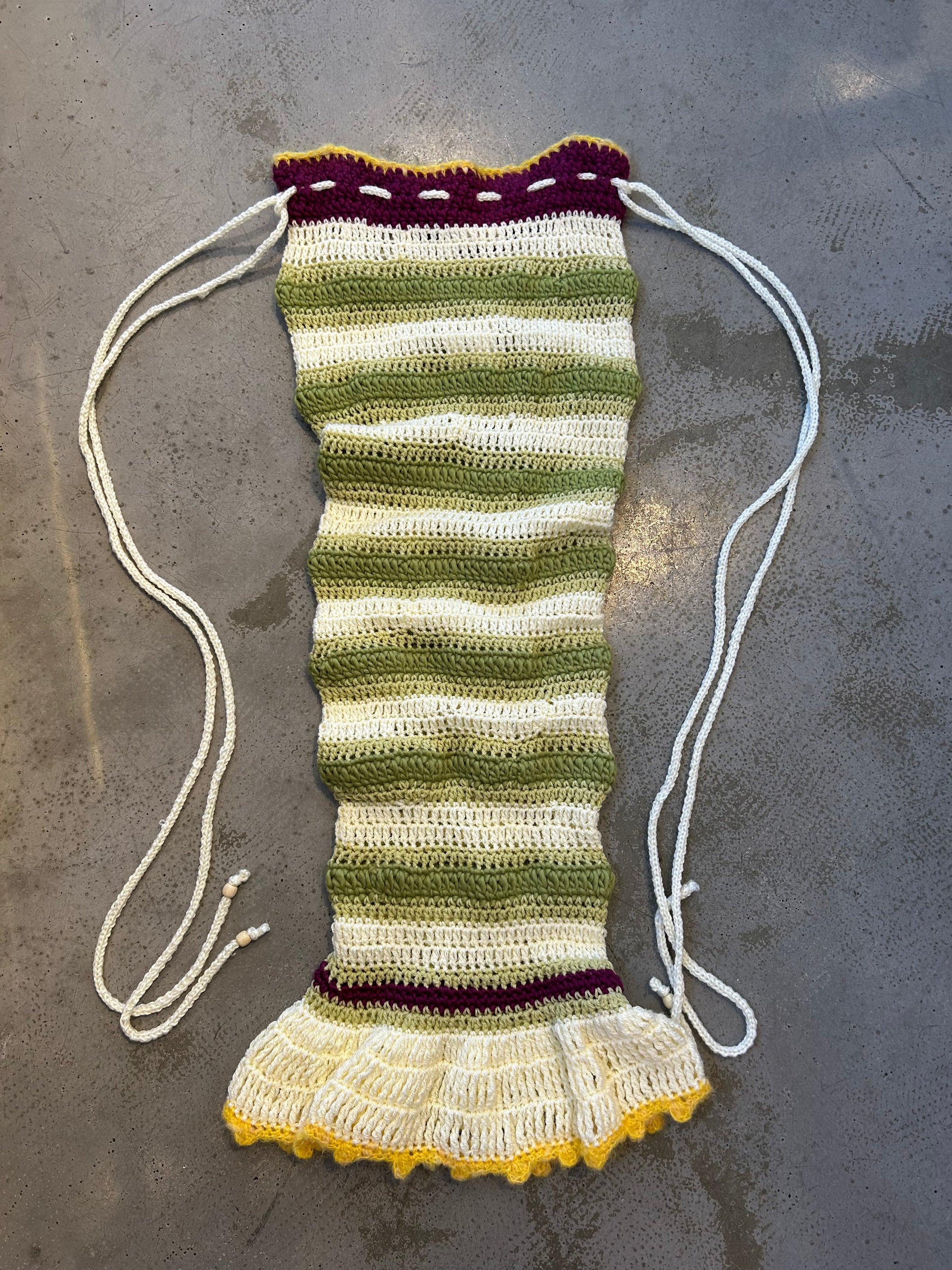 1 OF 1 GREEN STRIPED MAXI SKIRT W PURPLE TRIM
