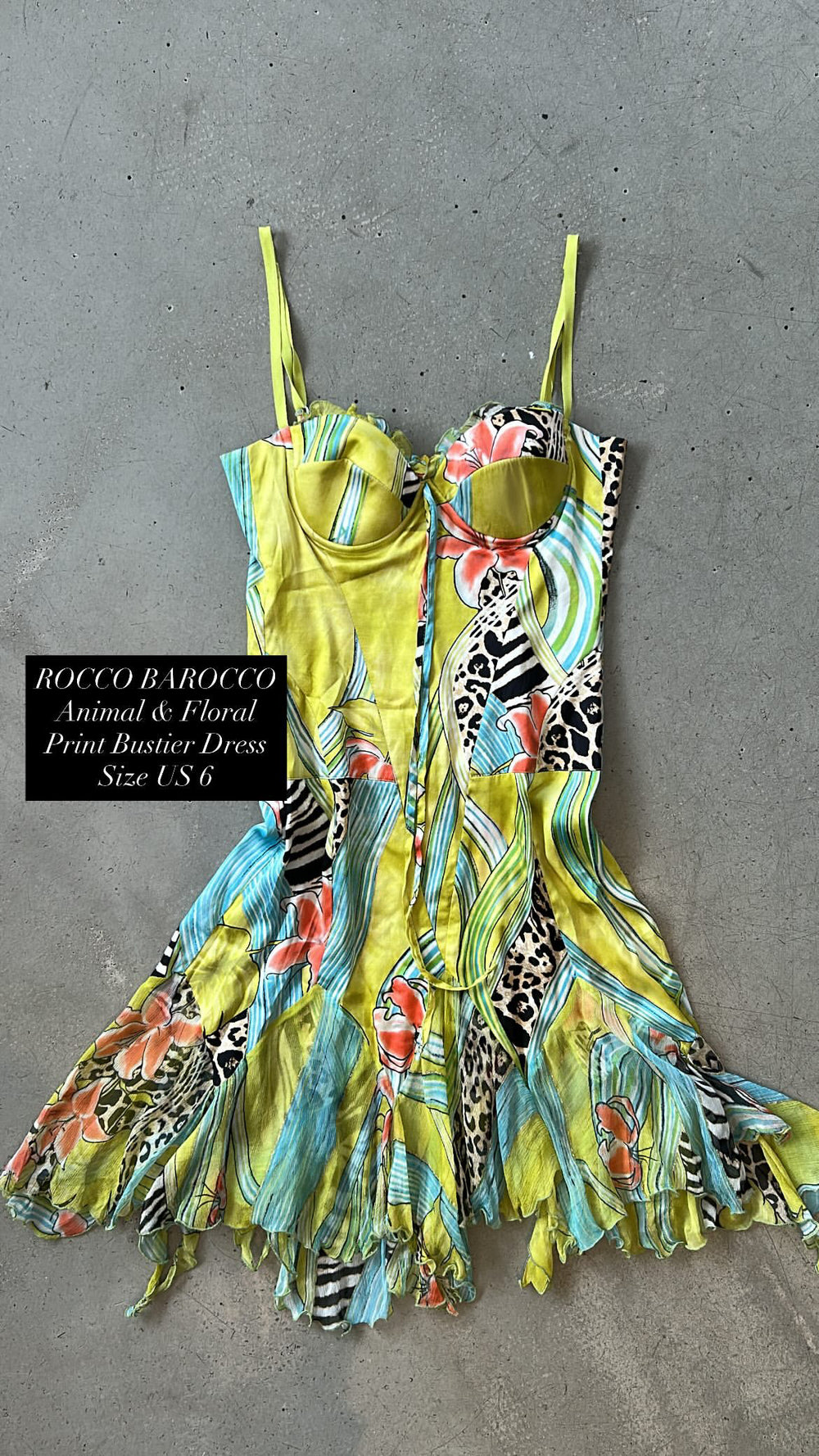 SILK ANIMAL & FLORAL PRINT BUSTIER DRESS
