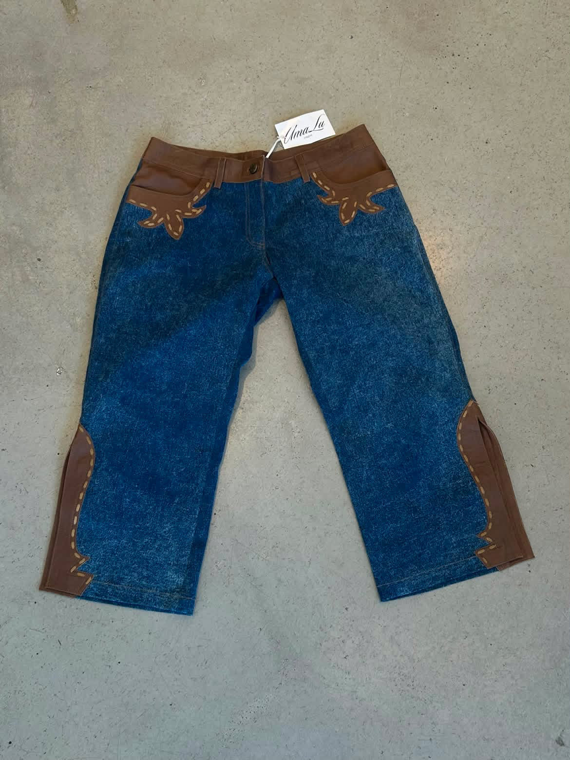 BAGGY CAPRIS W BROWN LEATHER TRIM @MMC
