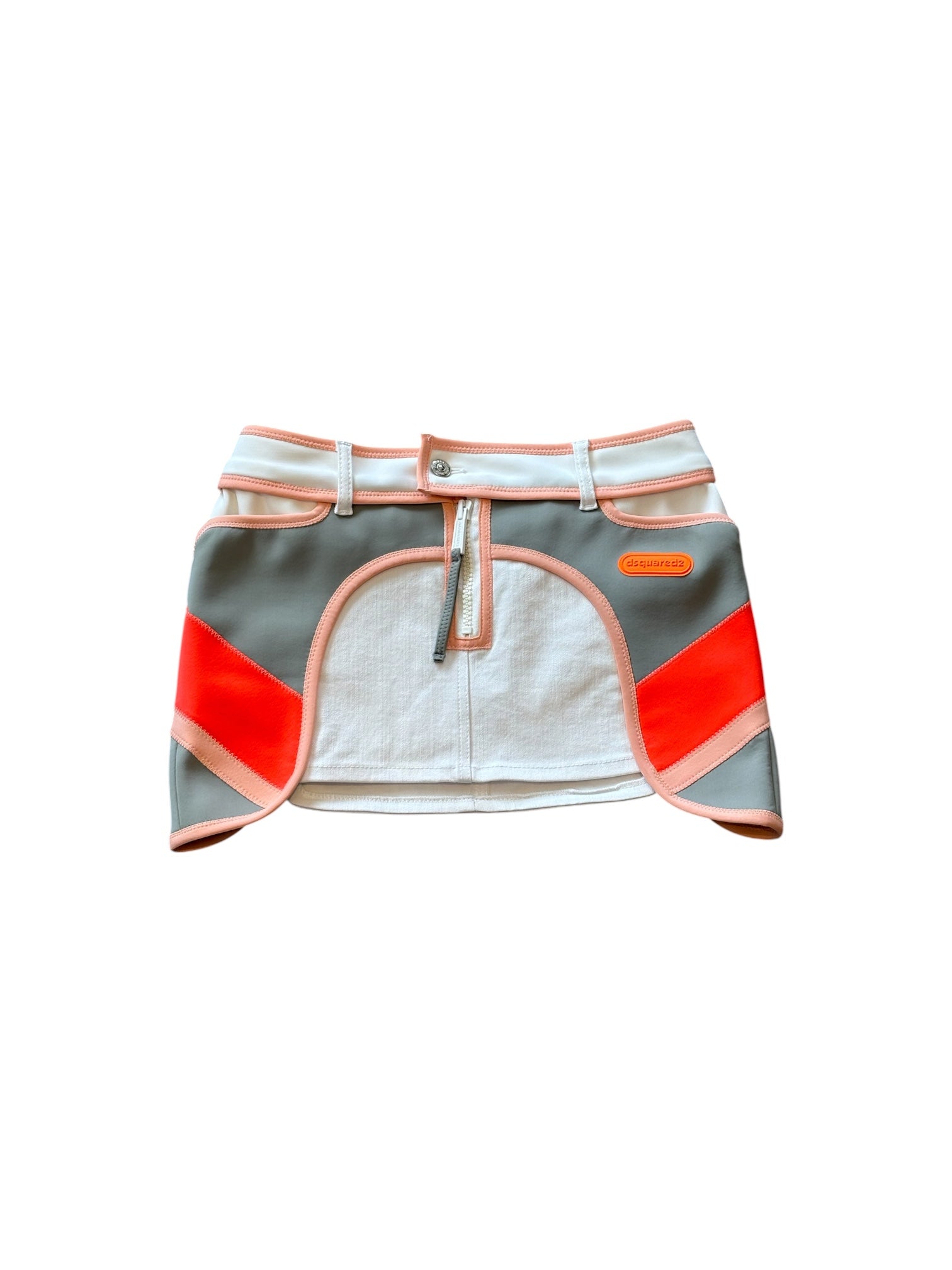 WHITE/GREY/PEACH 'SURFER' MINI SKIRT