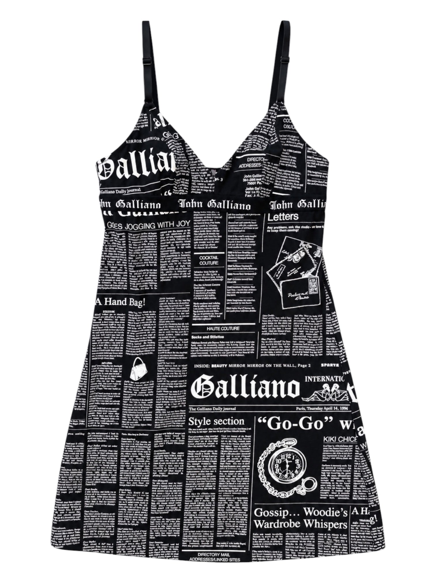 BLACK & WHITE NEWSPAPER PRINT TANK DRESS @SM