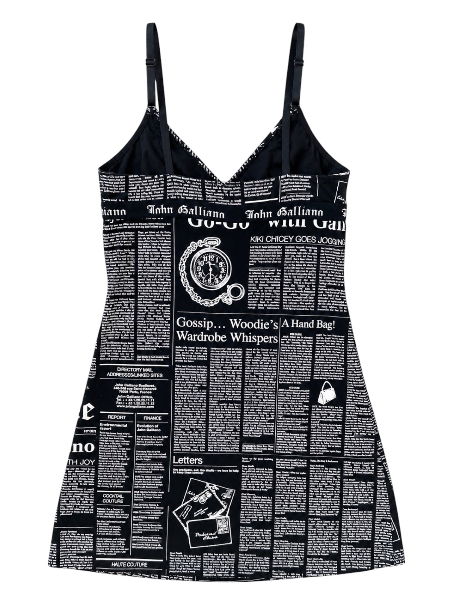 BLACK & WHITE NEWSPAPER PRINT TANK DRESS @SM