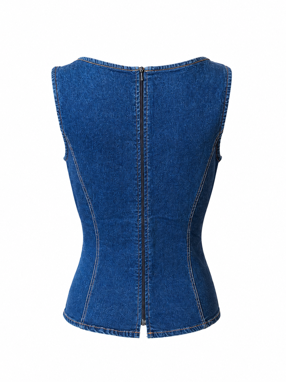 DARK WASH DENIM BUSTIER TANK