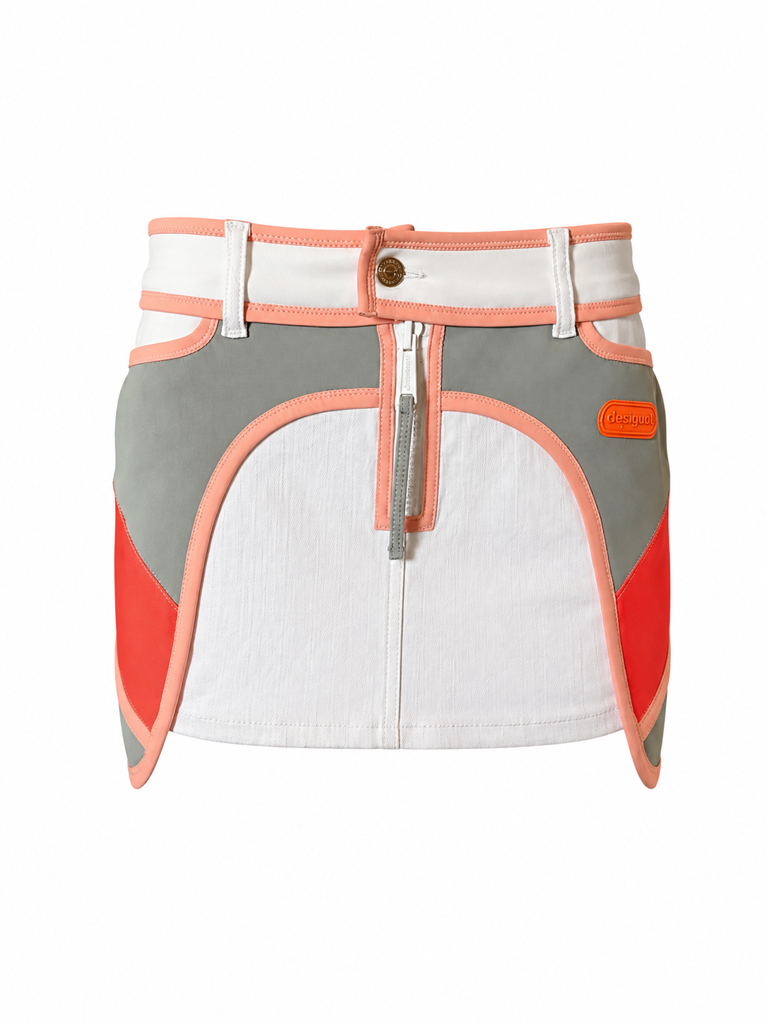 WHITE/GREY/PEACH 'SURFER' MINI SKIRT