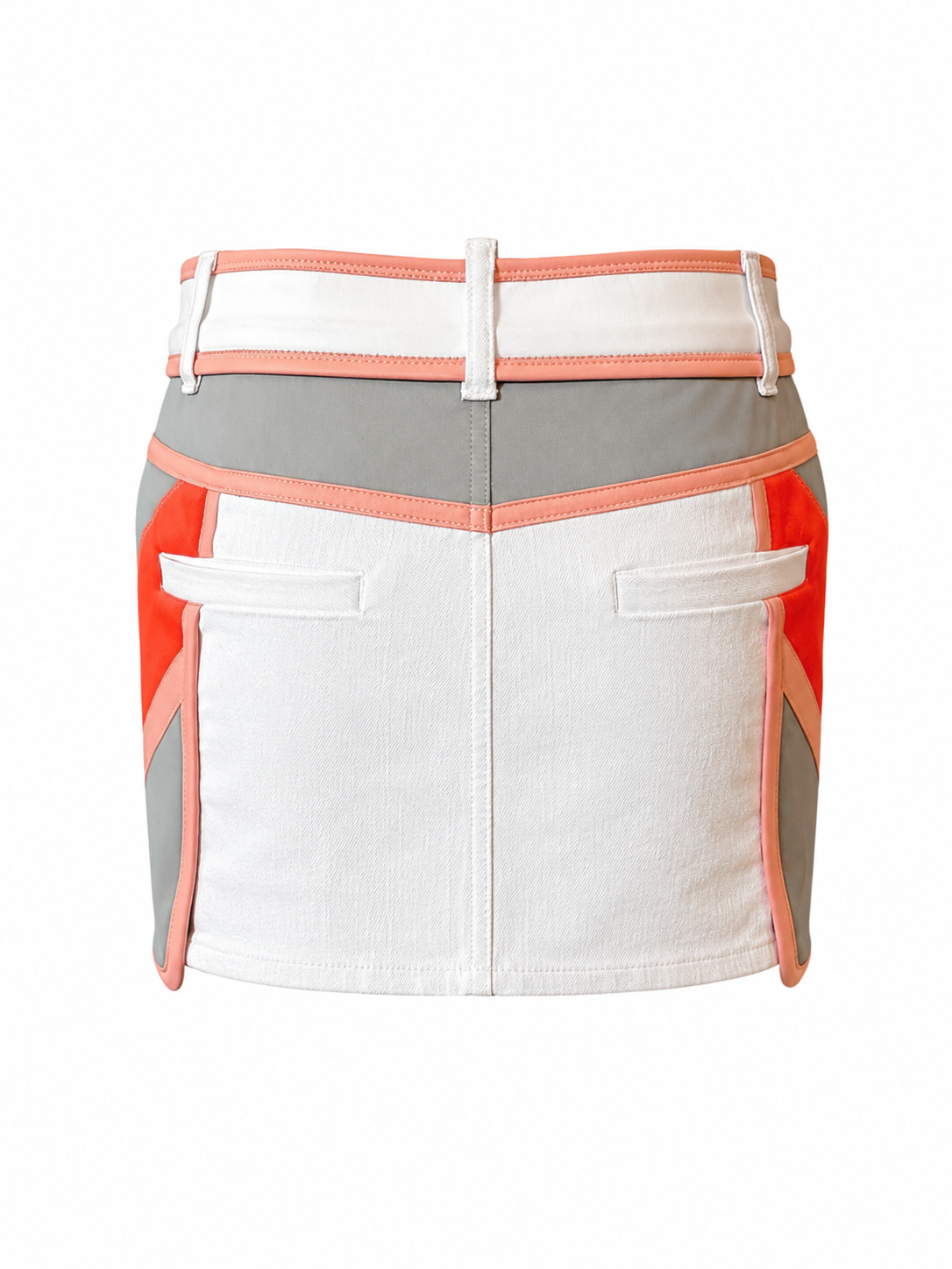 WHITE/GREY/PEACH 'SURFER' MINI SKIRT
