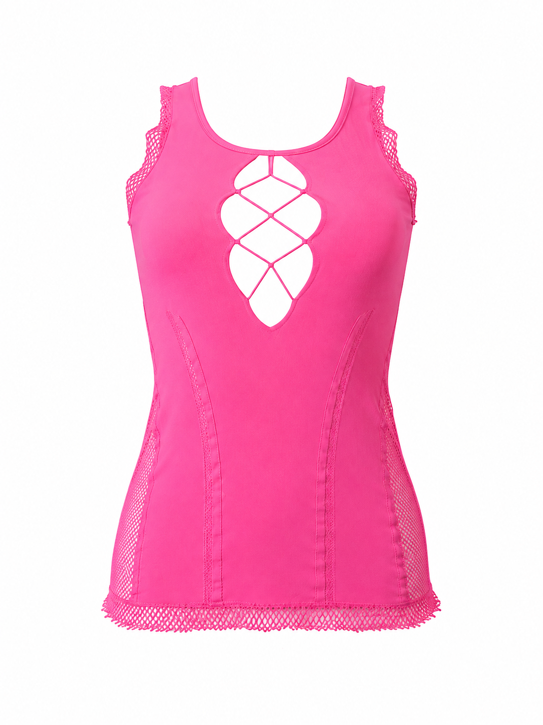 HOT PINK CUTOUT STRETCH TANK
