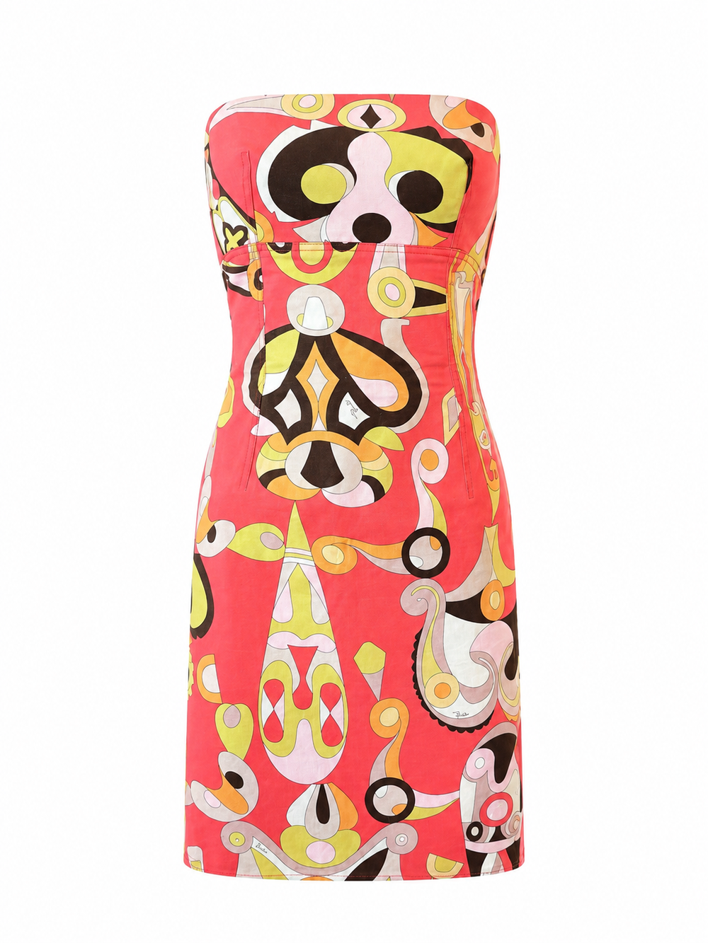 PEACH/ORANGE CLASSIC PRINTED TUBE MIDI DRESS