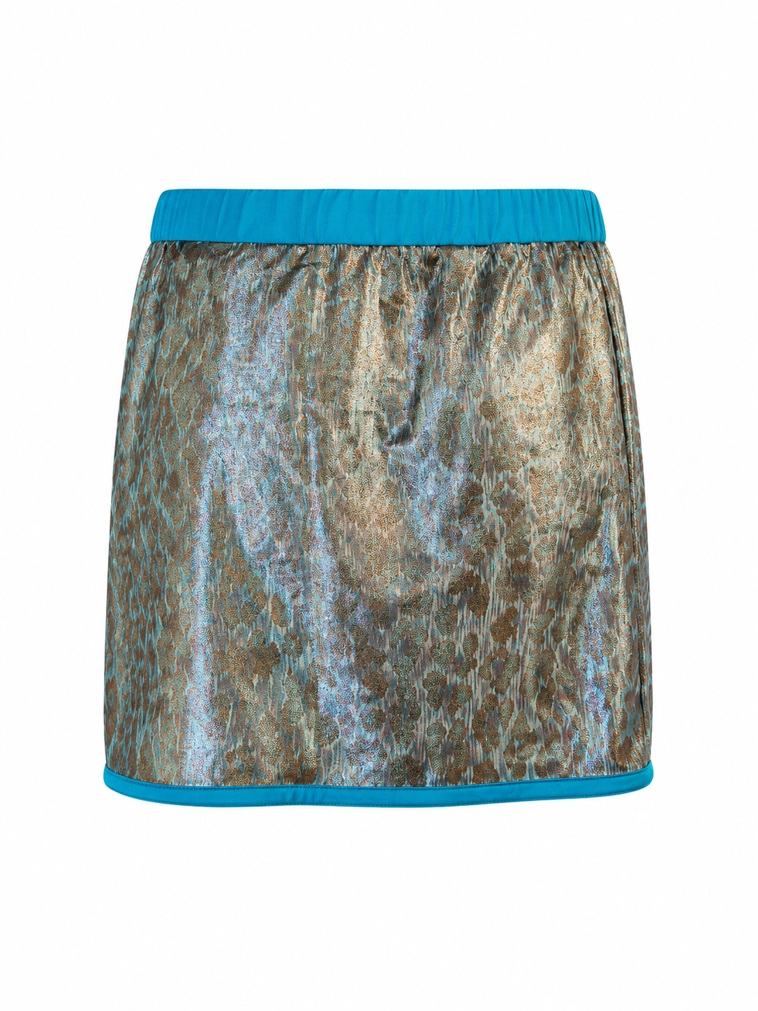 BLUE METALLIC CHEETAH PRINT COVER UP SKIRT