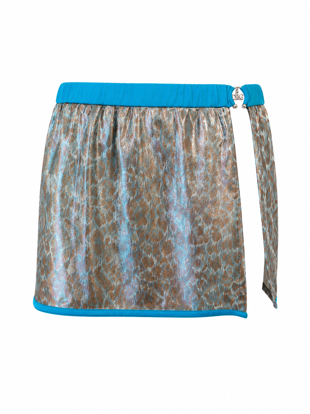 BLUE METALLIC CHEETAH PRINT COVER UP SKIRT