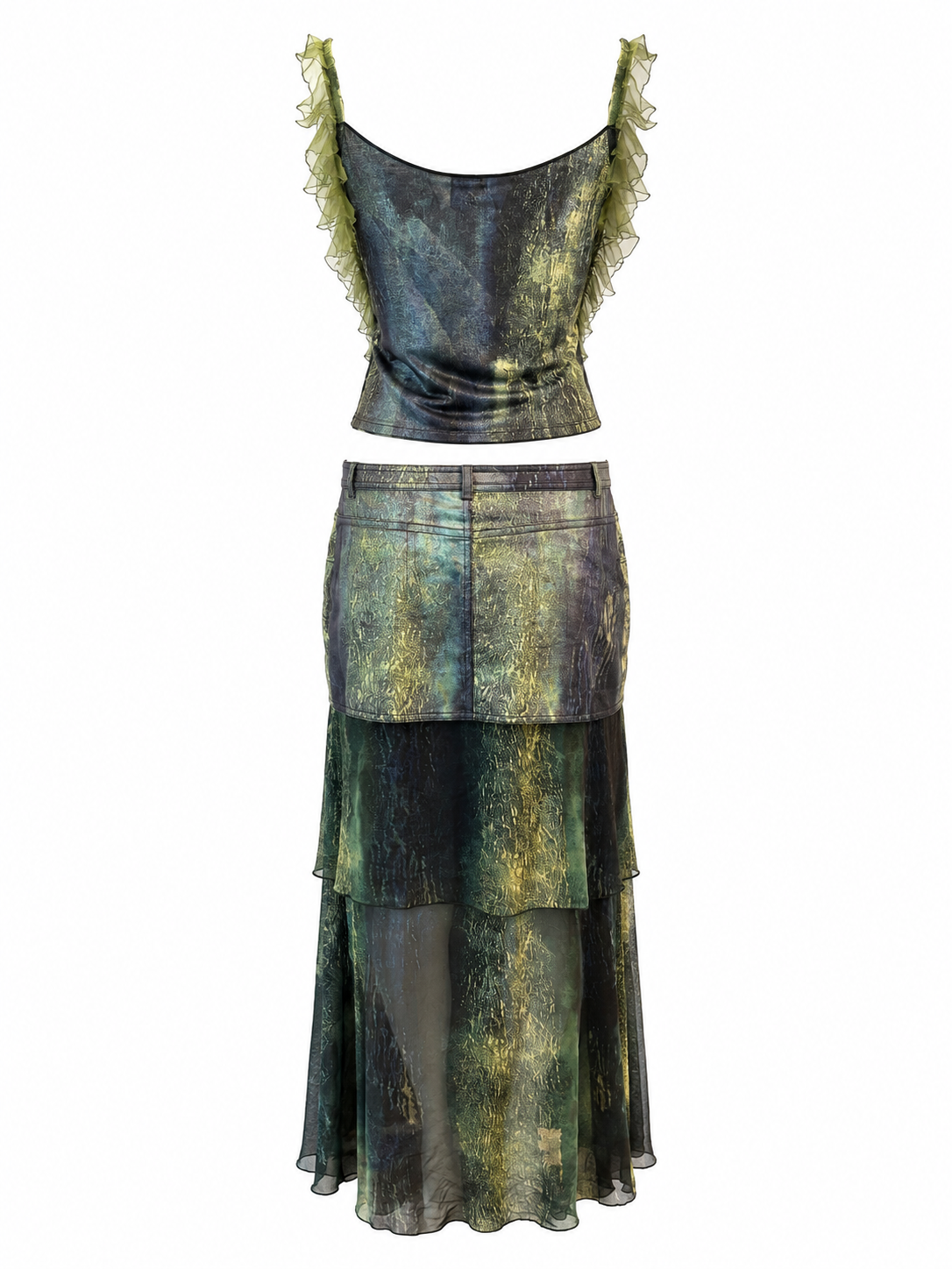 DENIM & SILK ABSTRACT PRINTED SET