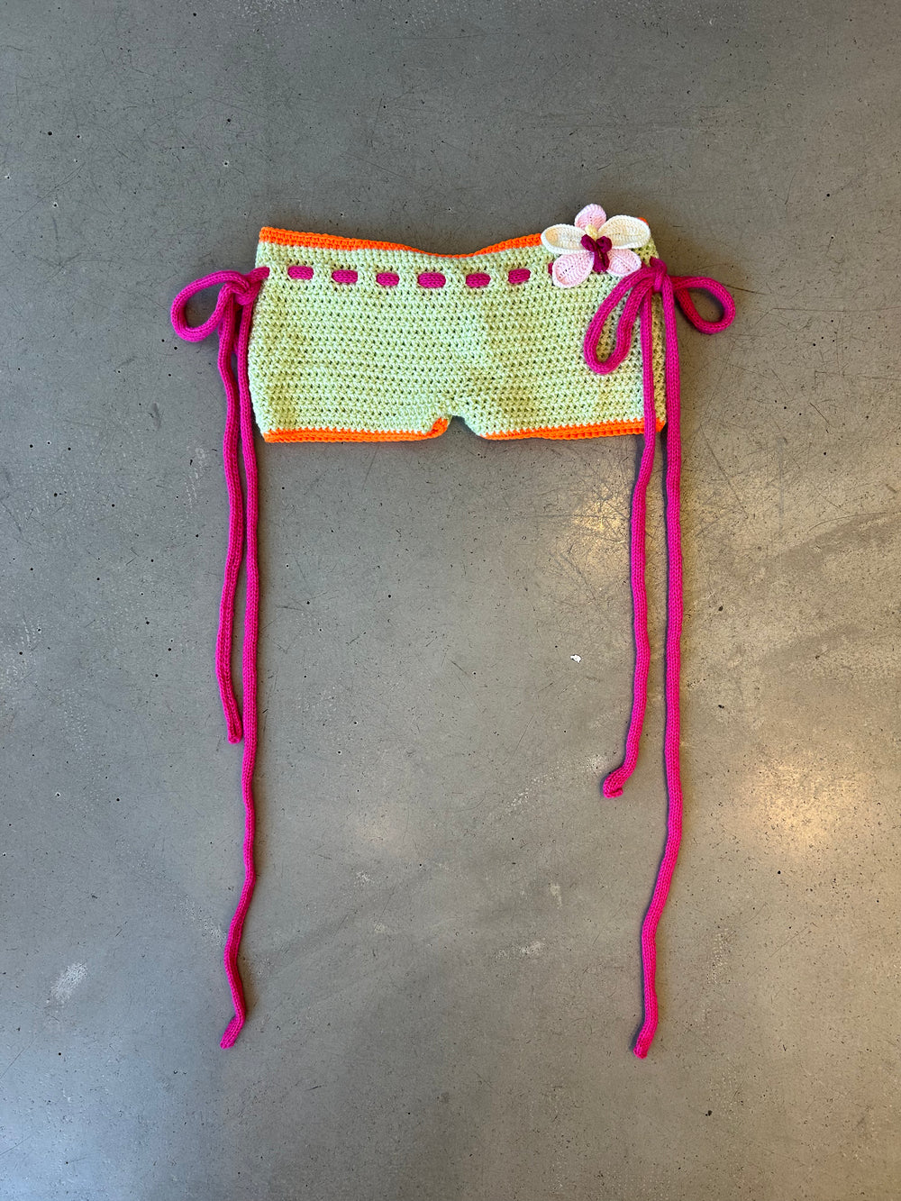 GREEN ORCHID BOOTIES W ORANGE TRIM