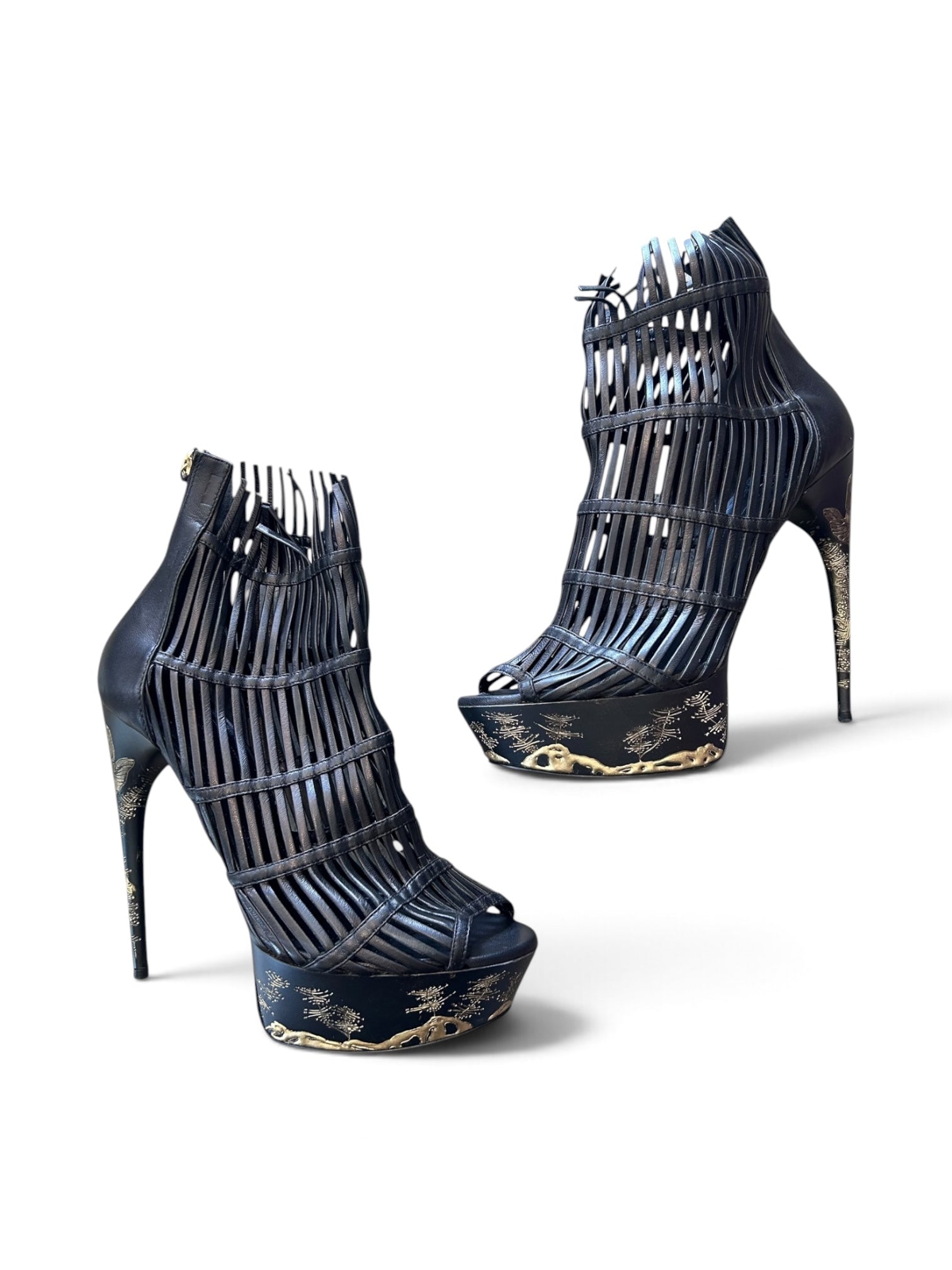 BLACK SAMURAI CAGE HEELS @SM