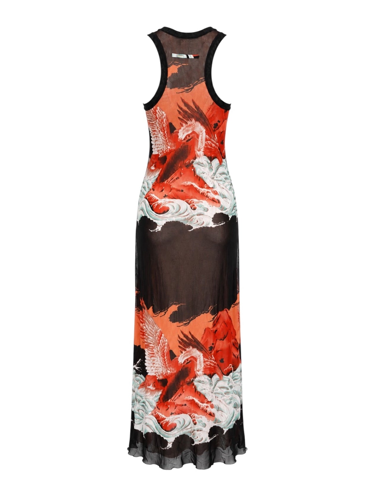 90S EAGLE PRINT MESH MAXI DRESS