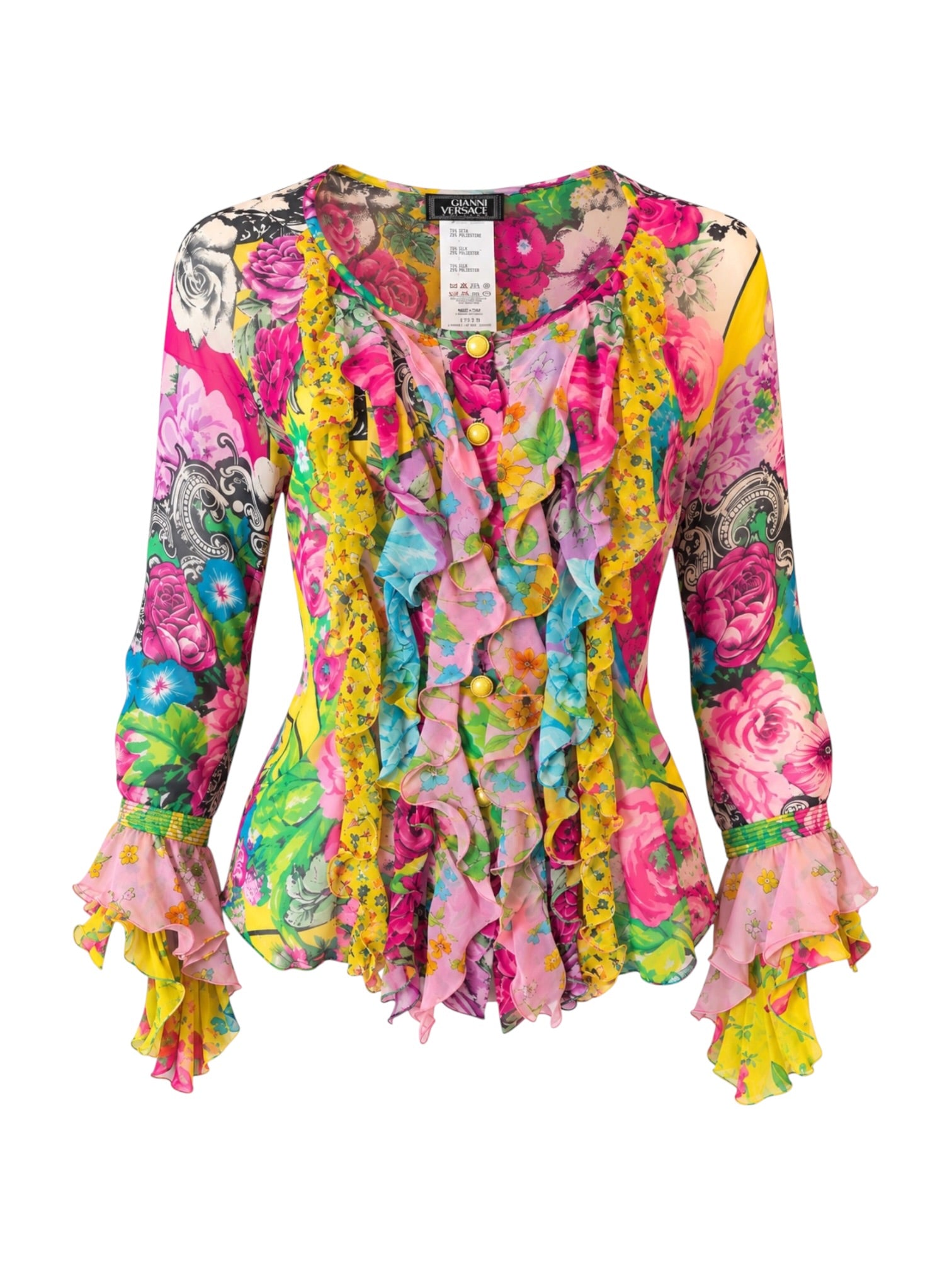 SS93 MUTICOLOR FLORAL BLOUSE W/ RUFFLE SLEEVES @JCCG